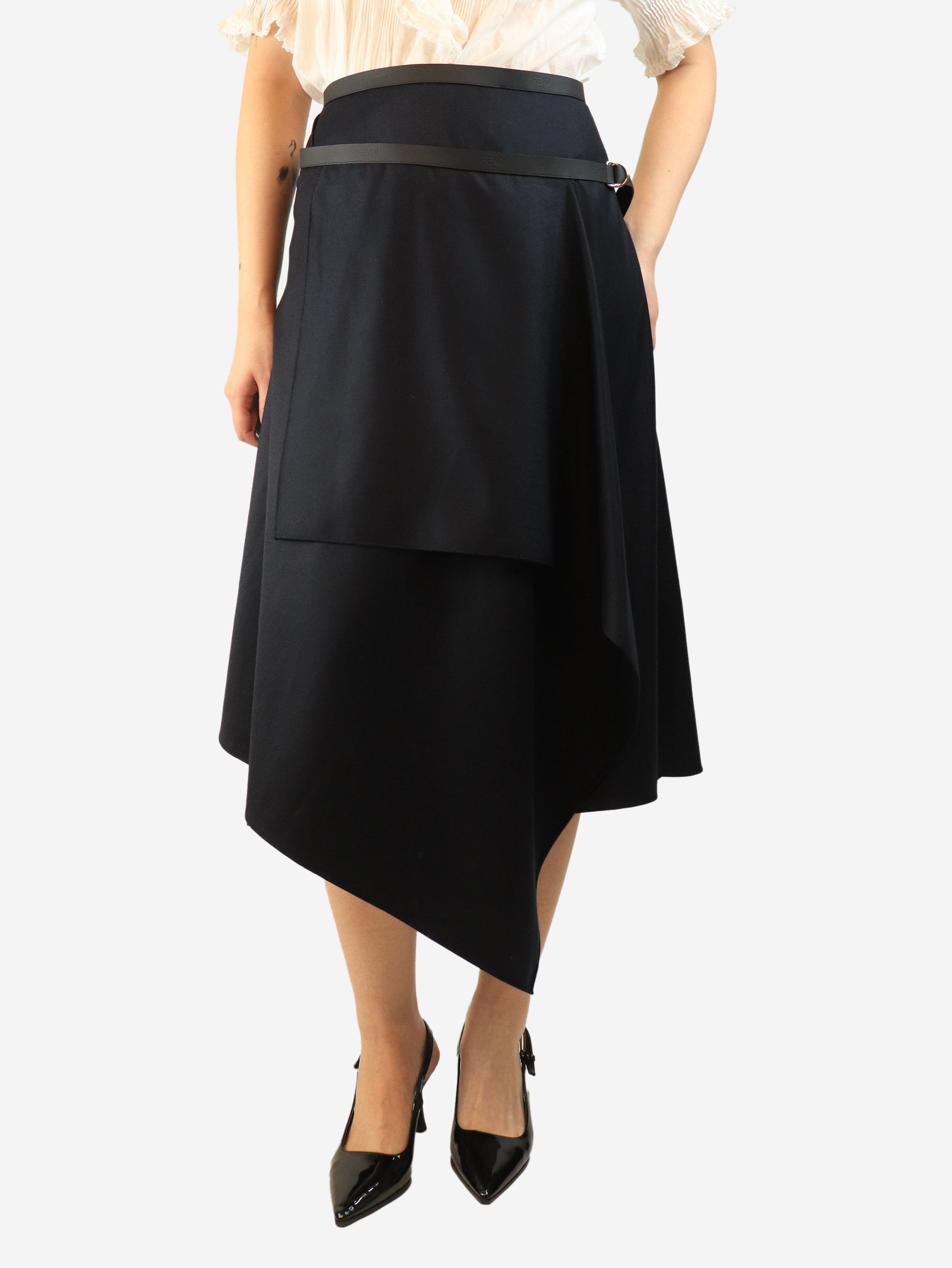 Fendi Navy draped asymmetric skirt - UK 12 Size 30" / US 8 / IT 44 - 2 Thumbnail