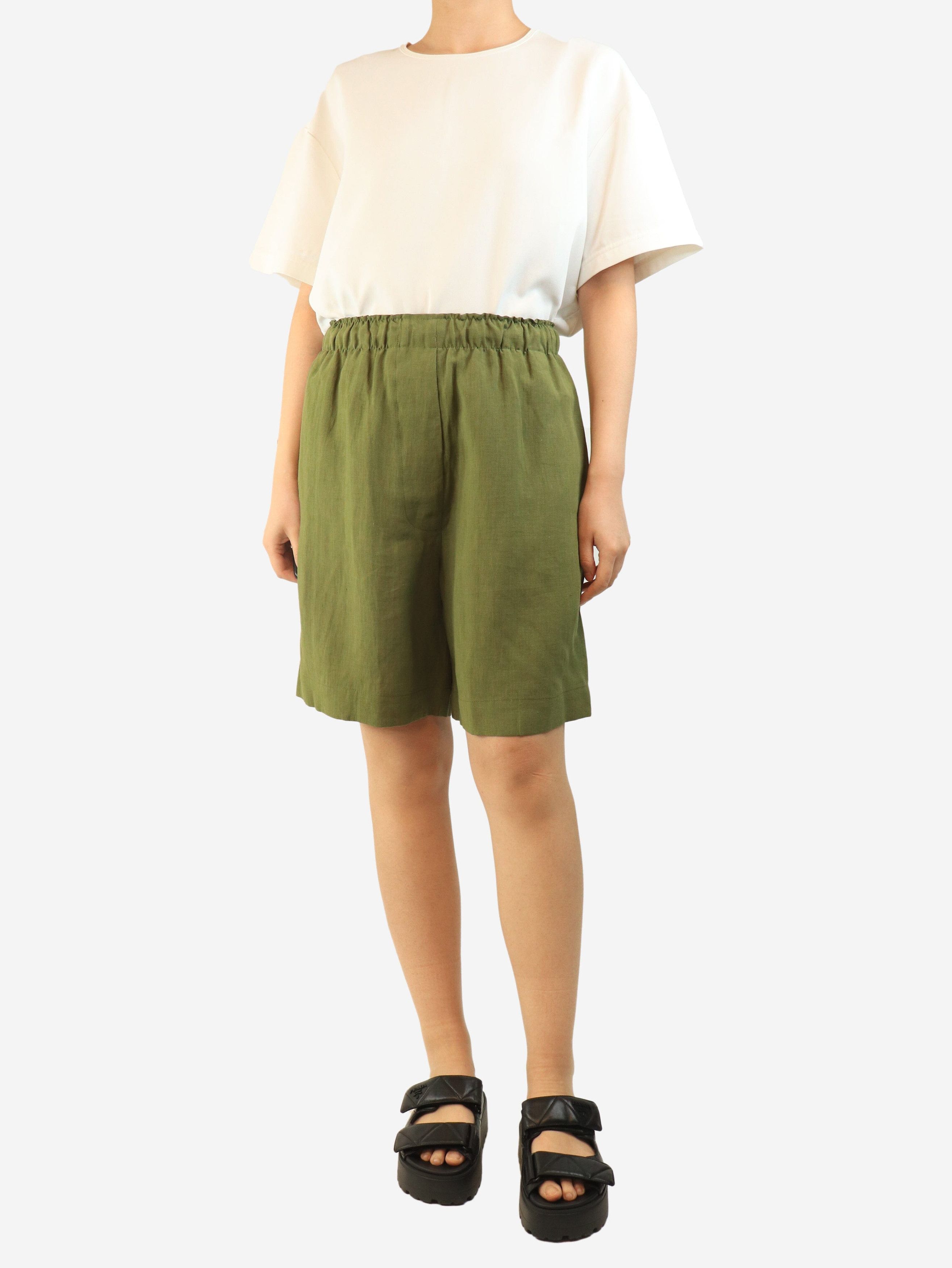 Other Green elasticated linen shorts - UK 12 Size 30" / US 8 / IT 44 - 2 Thumbnail