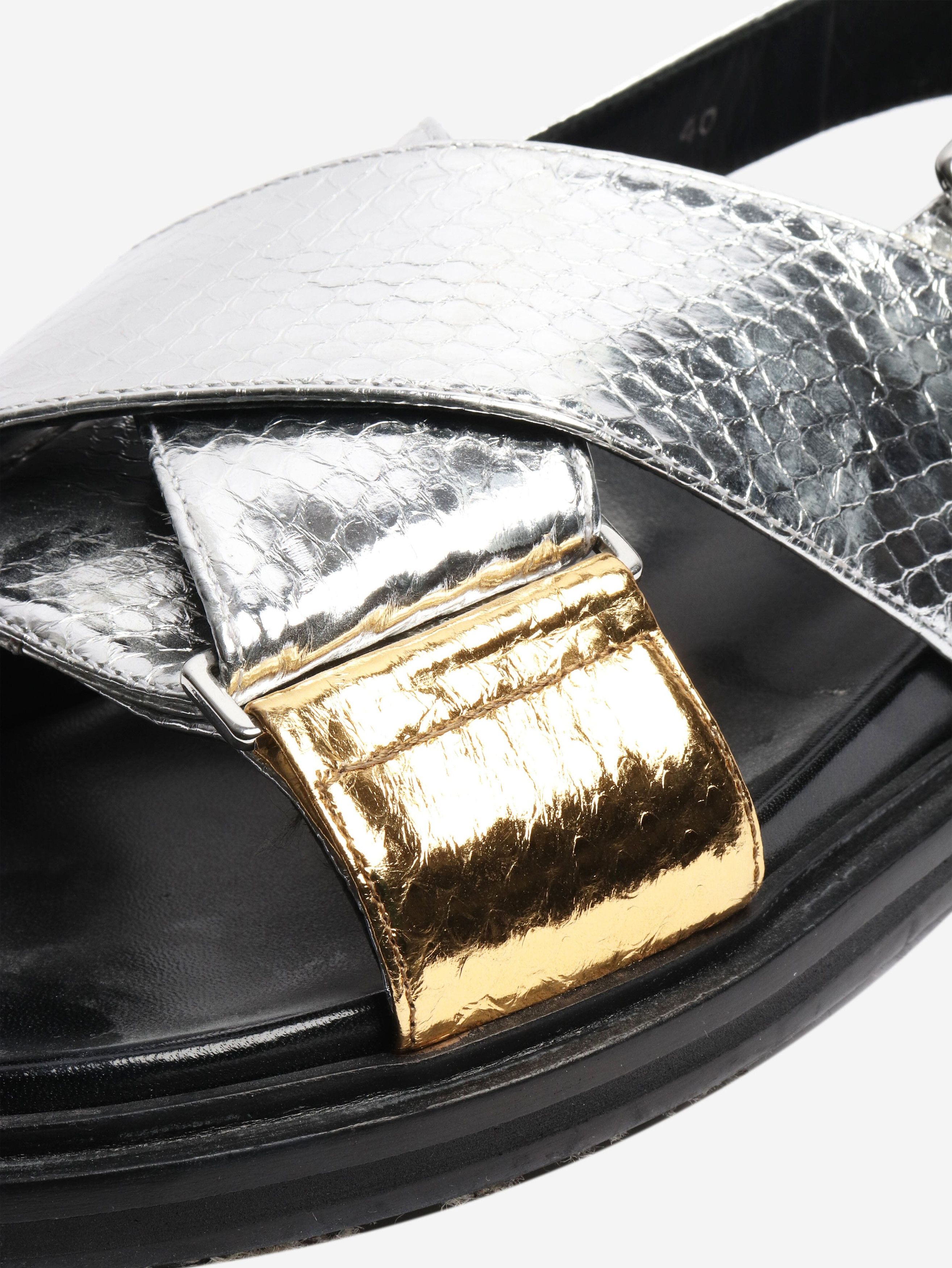 Marni Silver metallic cross strap sandals - EU 40 Size US 9 / IT 39 - 4 Thumbnail