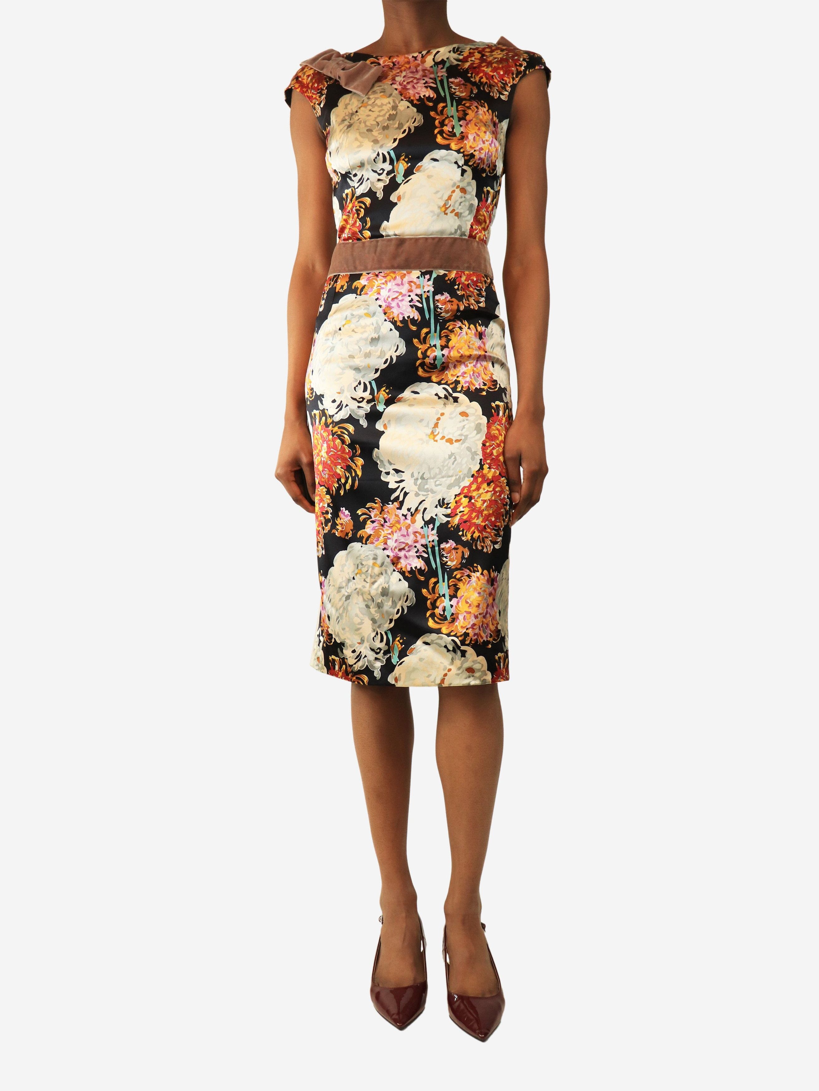 Dolce & Gabbana Multicolour sleeveless silk printed midi dress - UK 8 Size S / US 4 / IT 40 - 2 Thumbnail
