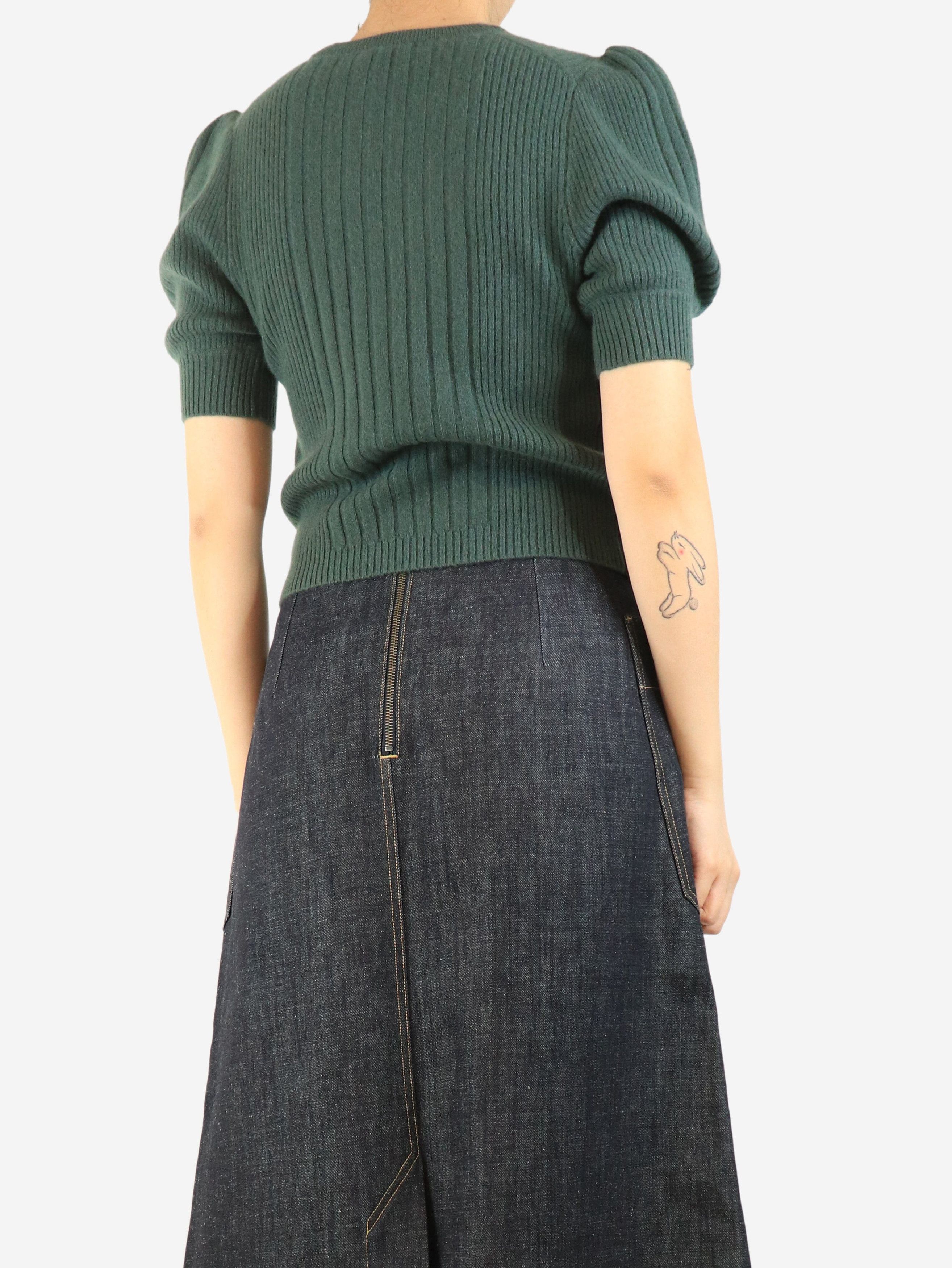Other Green puff-sleeved ribbed cashmere top - S Size S / US 4 / IT 40 - 2 Thumbnail