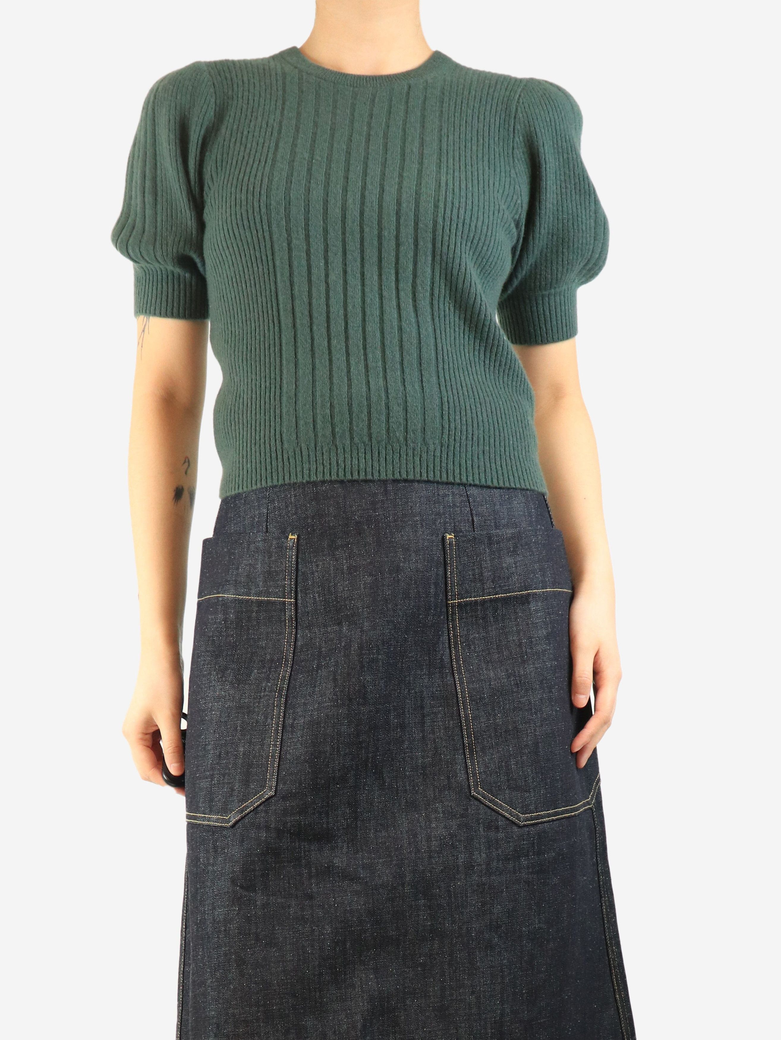 Other Green puff-sleeved ribbed cashmere top - S Size S / US 4 / IT 40 - 3 Thumbnail