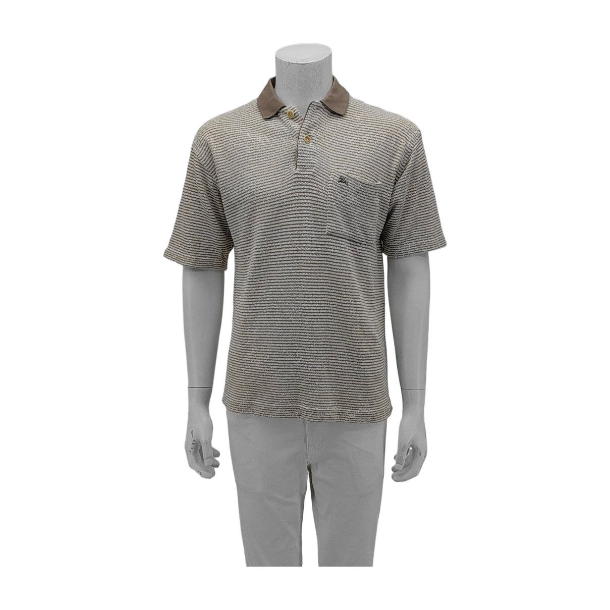 Burberry Burberry Striped Cotton Blend Polo Shirt Size M Size US M / EU 48-50 / 2 - 2 Thumbnail
