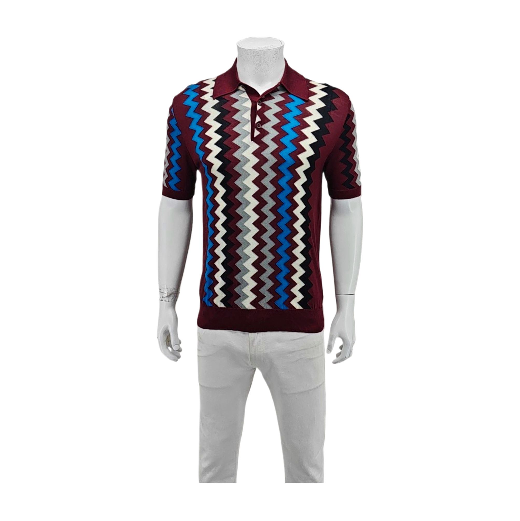 Prada Prada Zig-Zag Pattern Silk Polo EU 48 Size US M / EU 48-50 / 2 - 2 Thumbnail