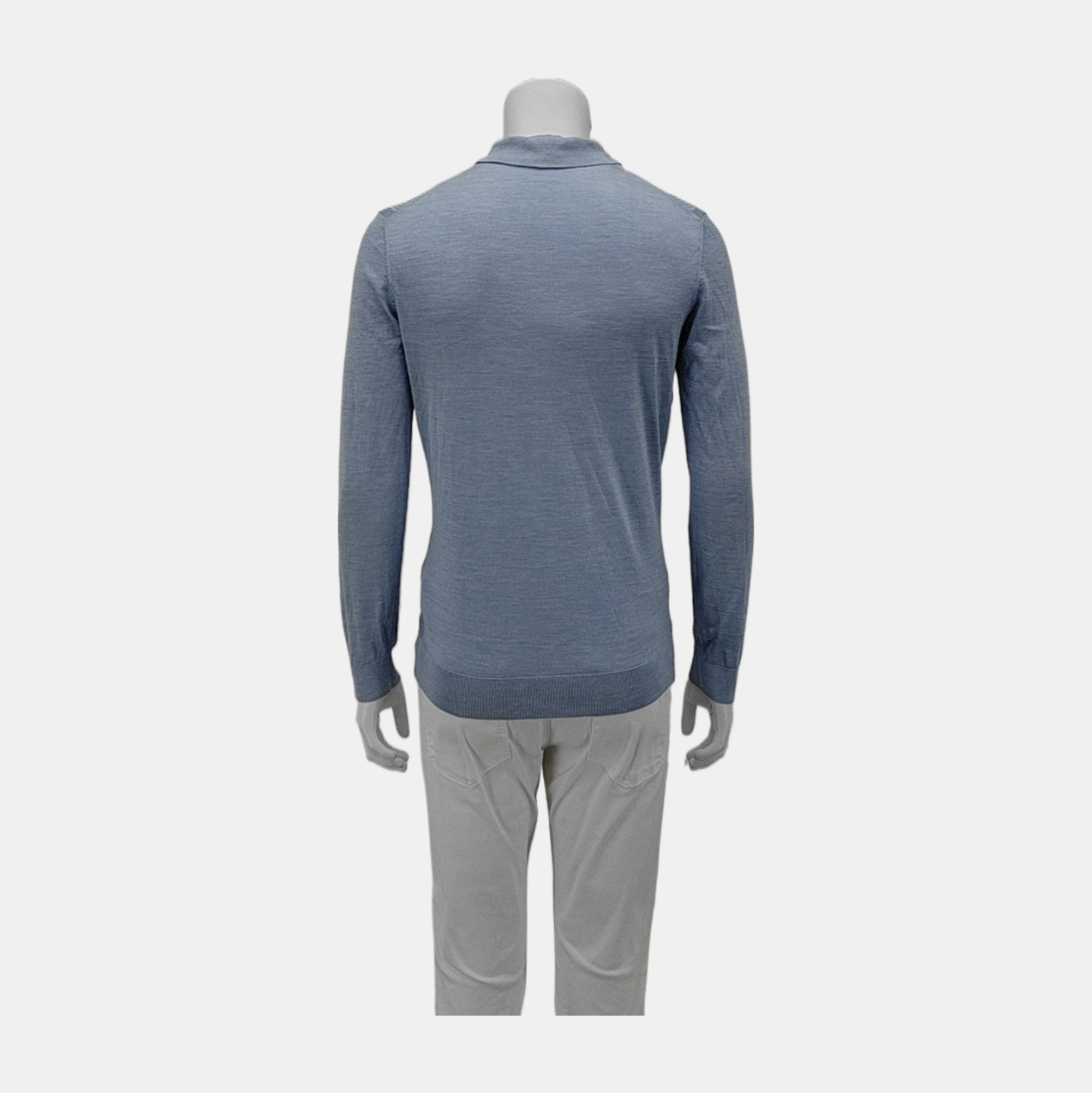 Hugo Boss Hugo Boss Blue Silk Long Sleeve Polo Sweater Size L Size US L / EU 52-54 / 3 - 3 Thumbnail