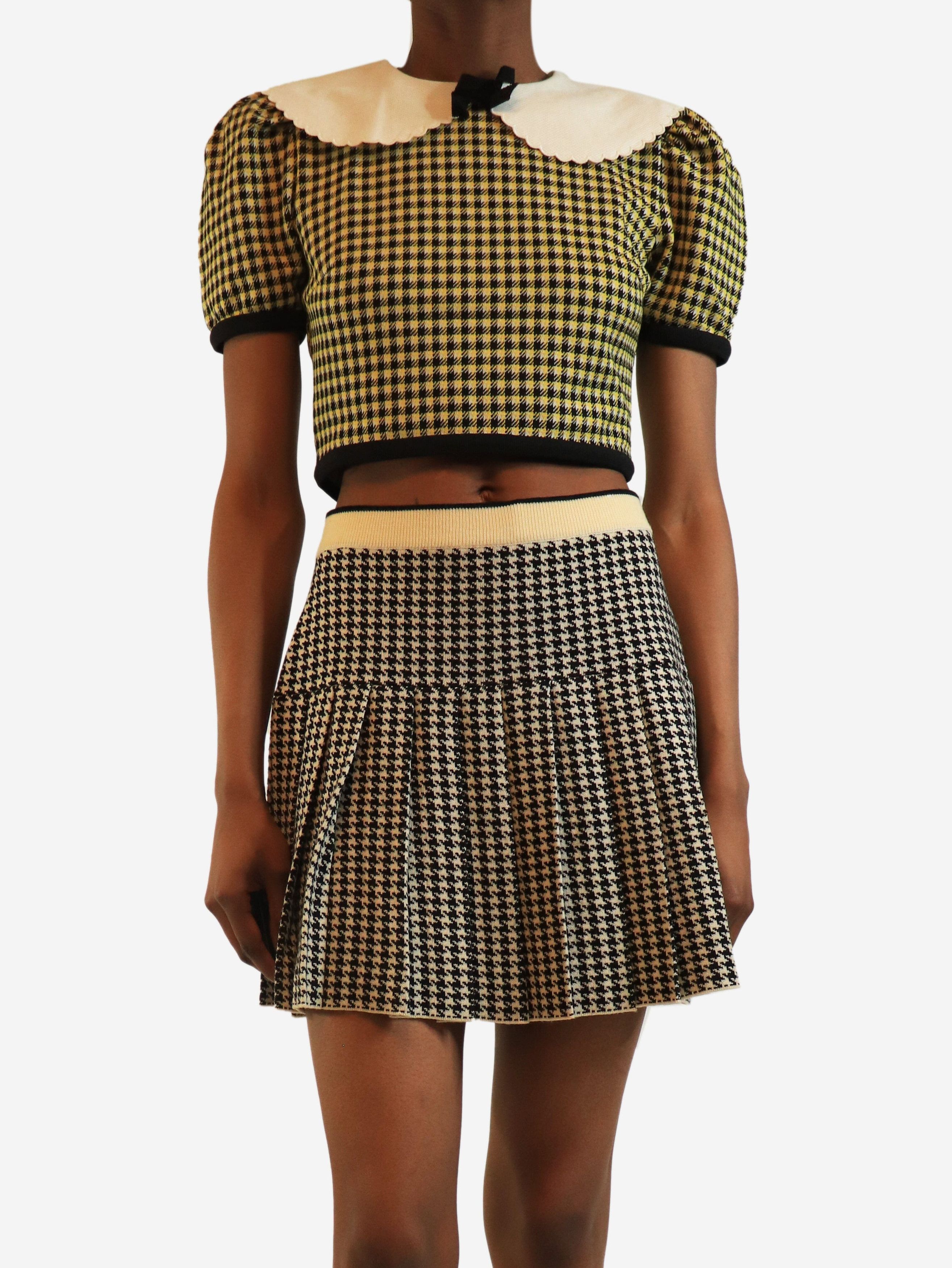 Miu Miu Yellow babydoll collar houndstooth crop top - M Size M / US 6-8 / IT 42-44 - 4 Thumbnail
