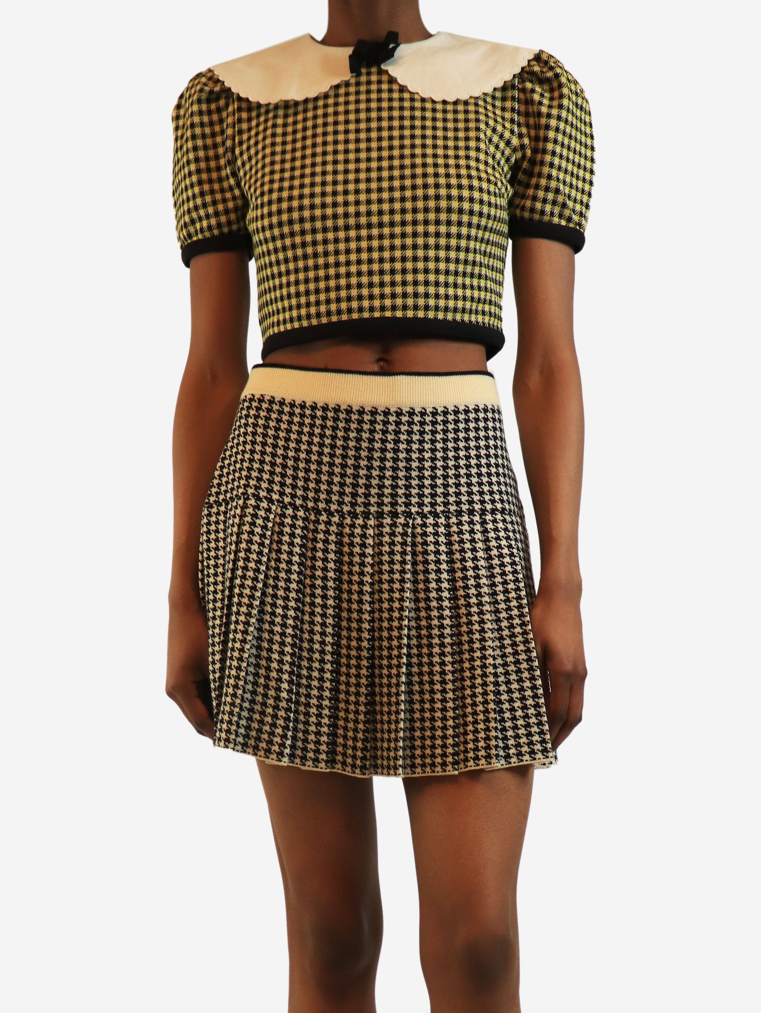 Miu Miu Yellow babydoll collar houndstooth crop top - M Size M / US 6-8 / IT 42-44 - 2 Thumbnail