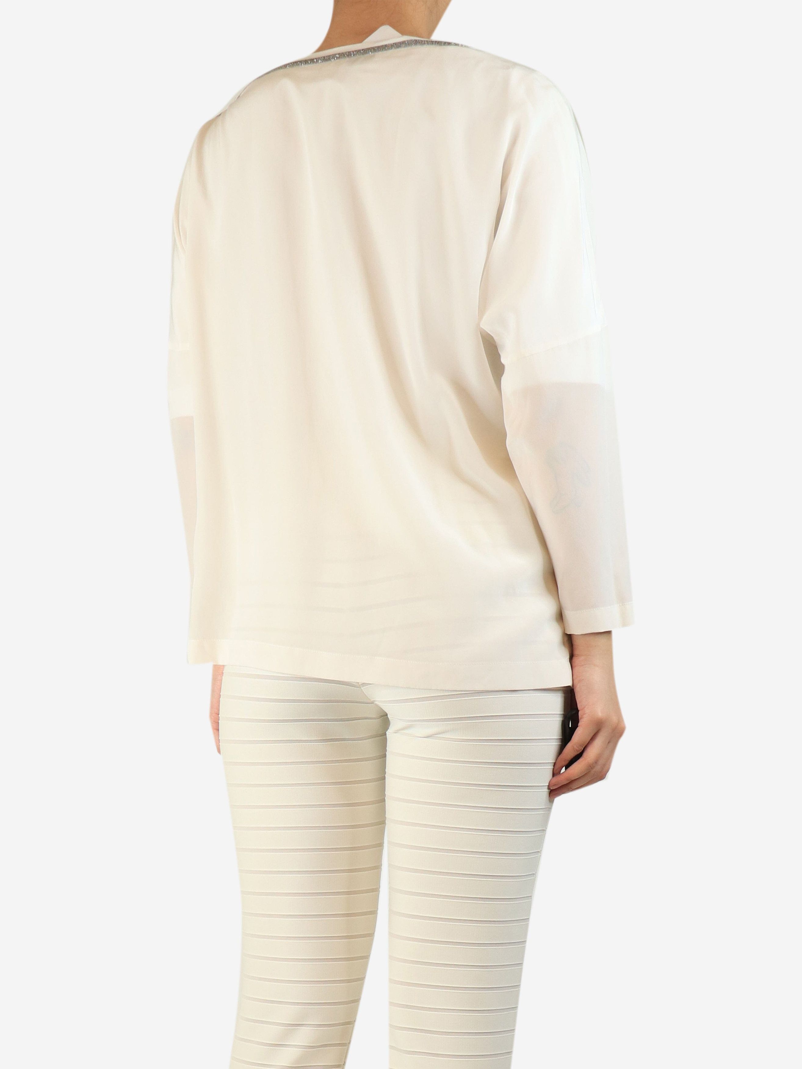 Brunello Cucinelli White silk top - L Size L / US 10 / IT 46 - 2 Thumbnail
