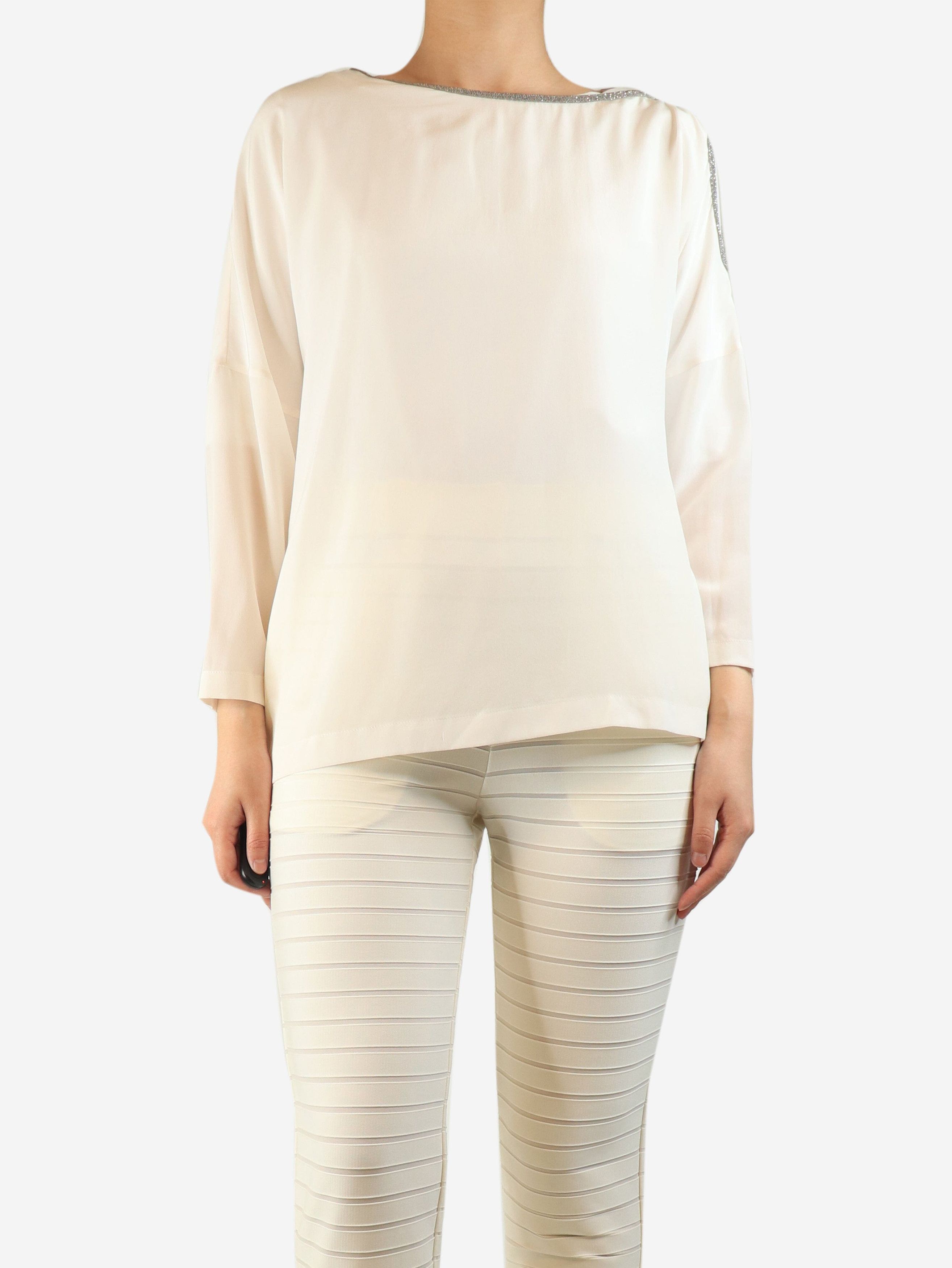 Brunello Cucinelli White silk top - L Size L / US 10 / IT 46 - 3 Thumbnail
