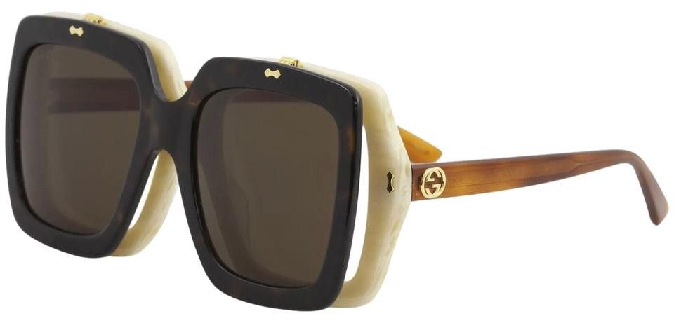 Gucci GUCCI Sunglasses GG0088S 001 Havana Brown Lens Square 55mm Grailed