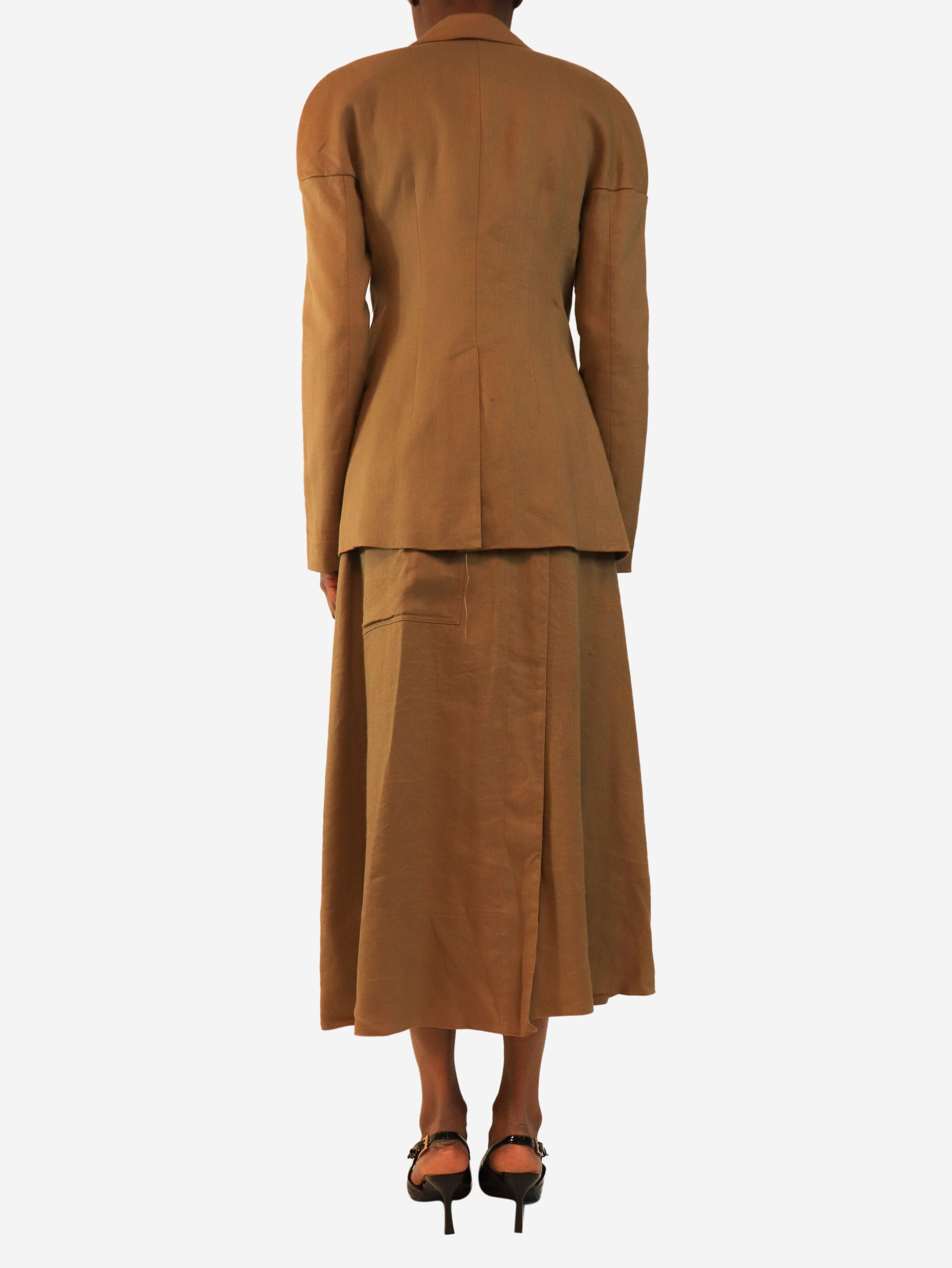 Tibi Tan linen-blend twill jacket and skirt set - UK 4 Size XS / US 0-2 / IT 36-38 - 3 Thumbnail