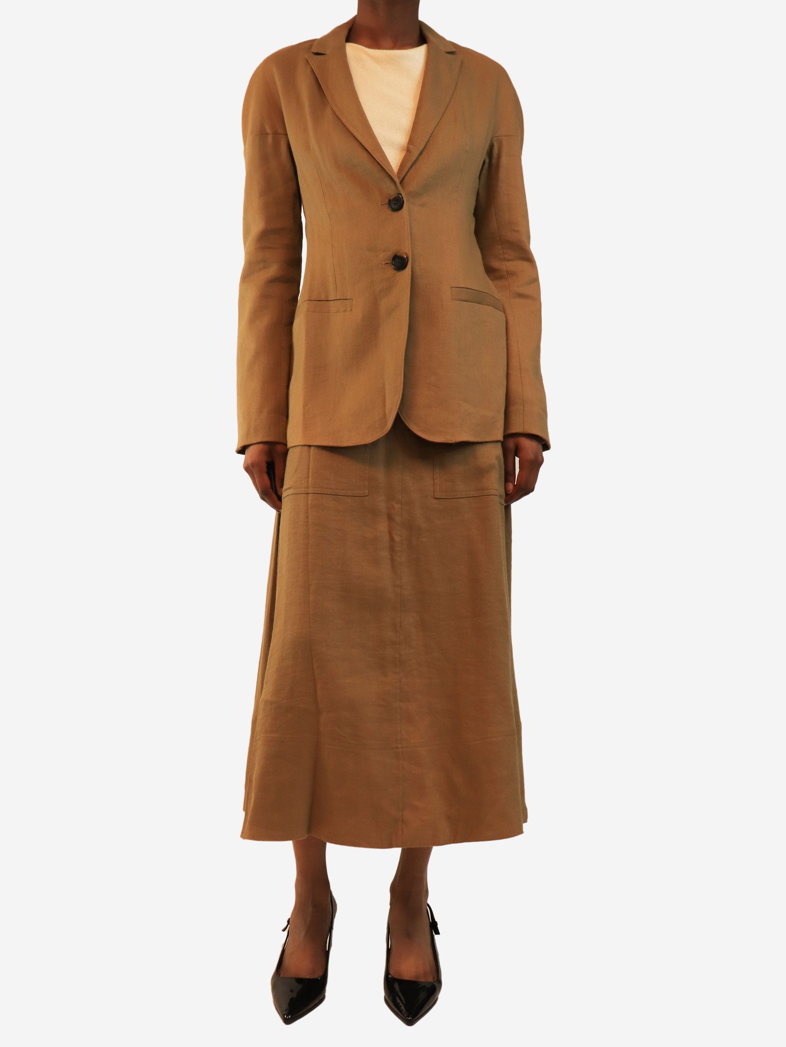 Tibi Tan linen-blend twill jacket and skirt set - UK 4 Size XS / US 0-2 / IT 36-38 - 2 Thumbnail