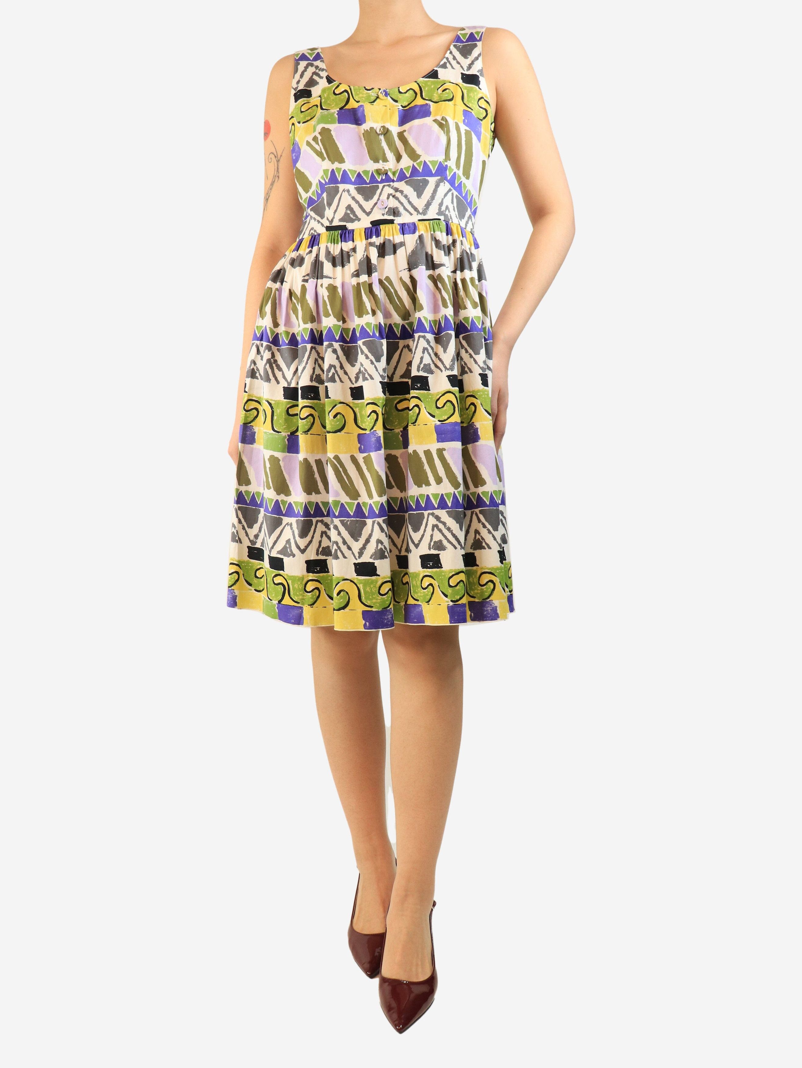 Prada White sleeveless printed dress - UK 12 Size M / US 6-8 / IT 42-44 - 4 Thumbnail