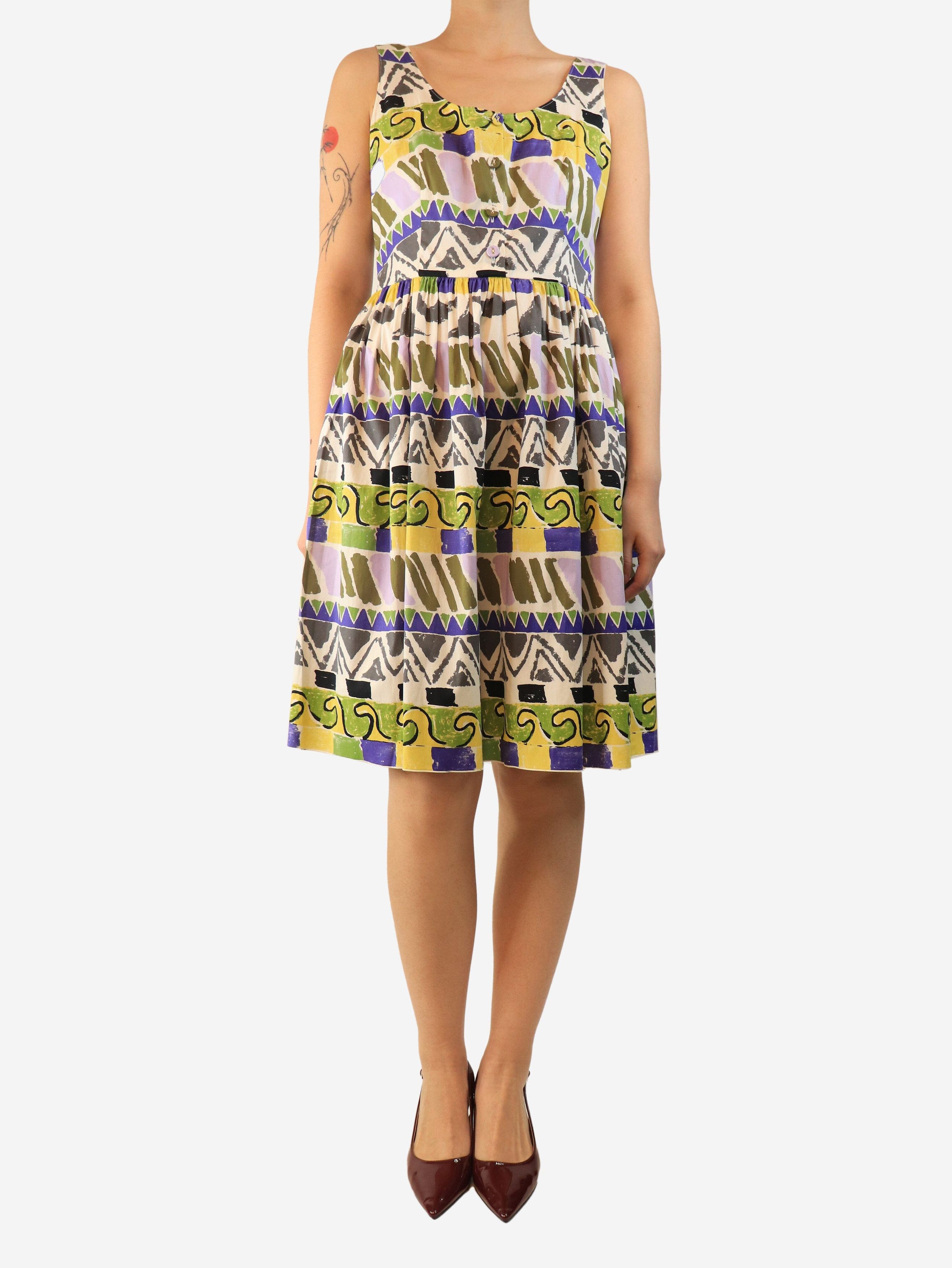 Prada White sleeveless printed dress - UK 12 Size M / US 6-8 / IT 42-44 - 2 Thumbnail
