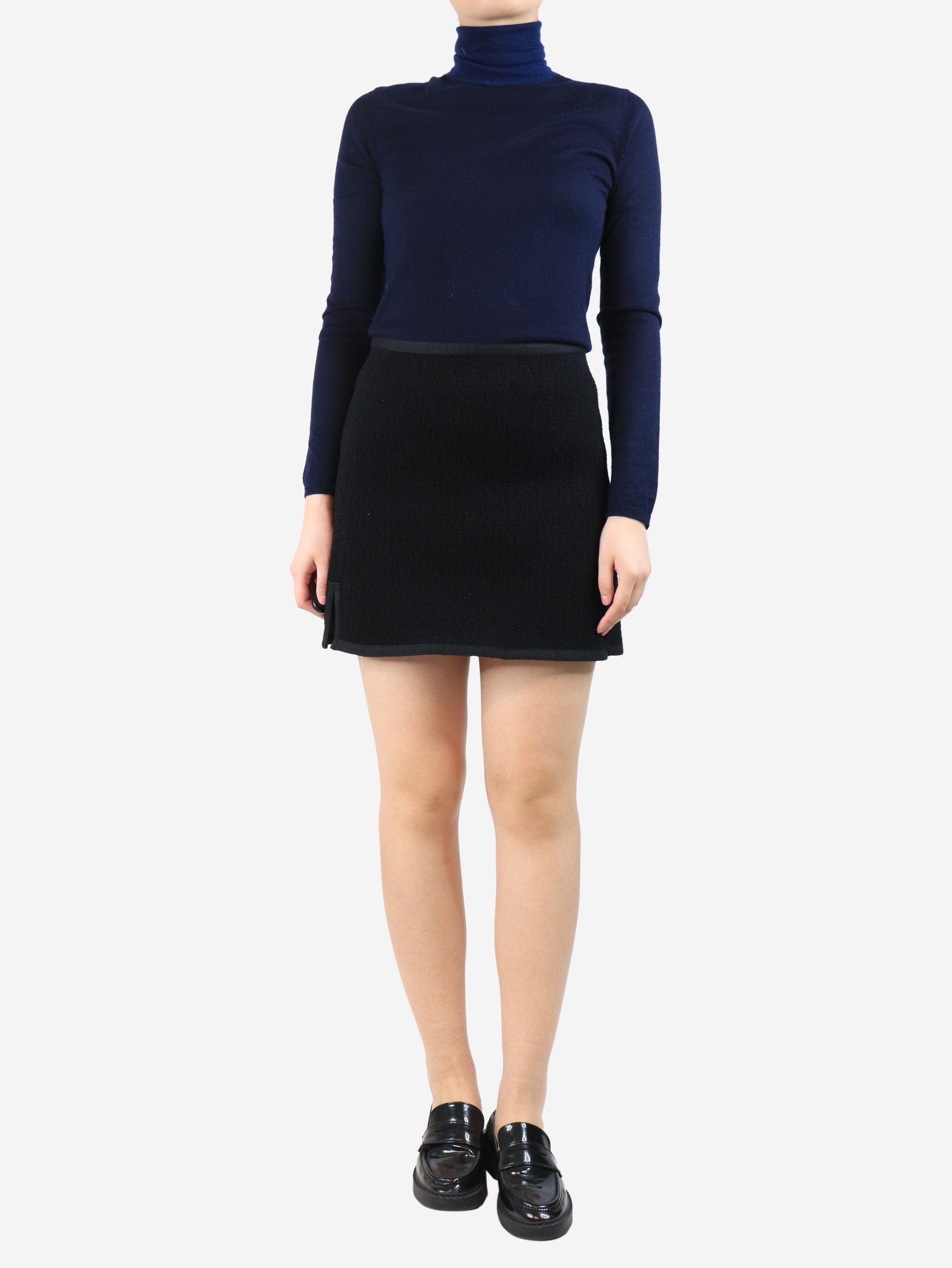 Louis Vuitton Black textured notch mini skirt - UK 10 Size 28" / US 6 / IT 42 - 3 Thumbnail