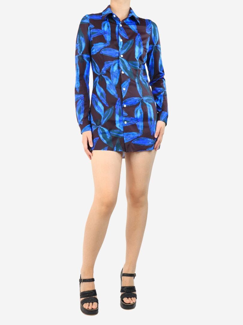 Louisa Ballou Purple floral printed mini shirt dress - M Size M / US 6-8 / IT 42-44 - 4 Thumbnail