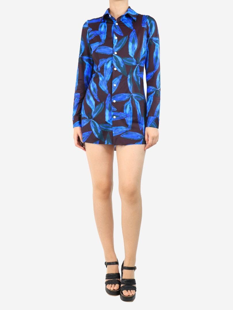 Louisa Ballou Purple floral printed mini shirt dress - M Size M / US 6-8 / IT 42-44 - 2 Thumbnail