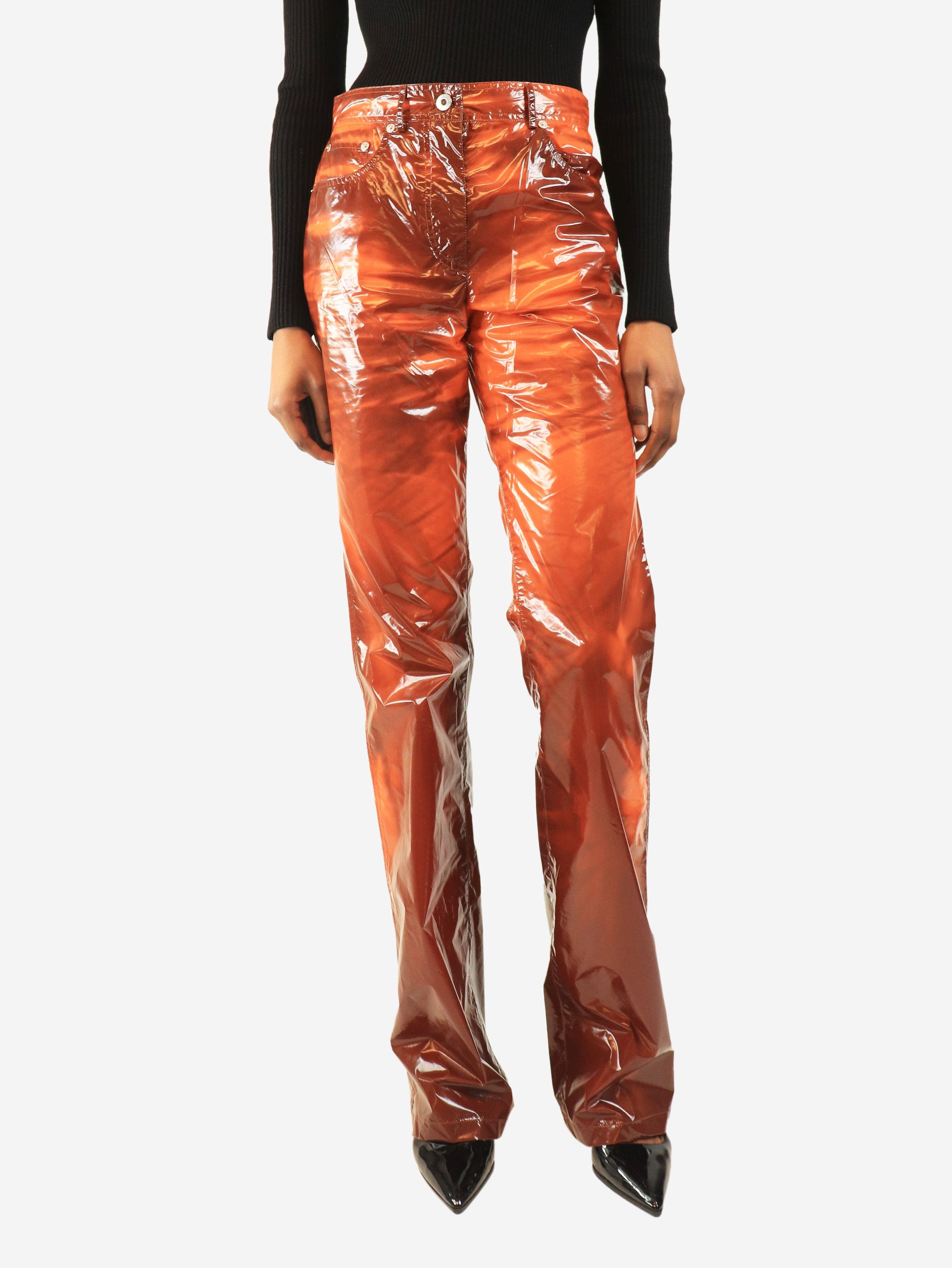 Salvatore Ferragamo Brown vinyl coated trousers - UK 6 Size XS / US 0-2 / IT 36-38 - 2 Thumbnail