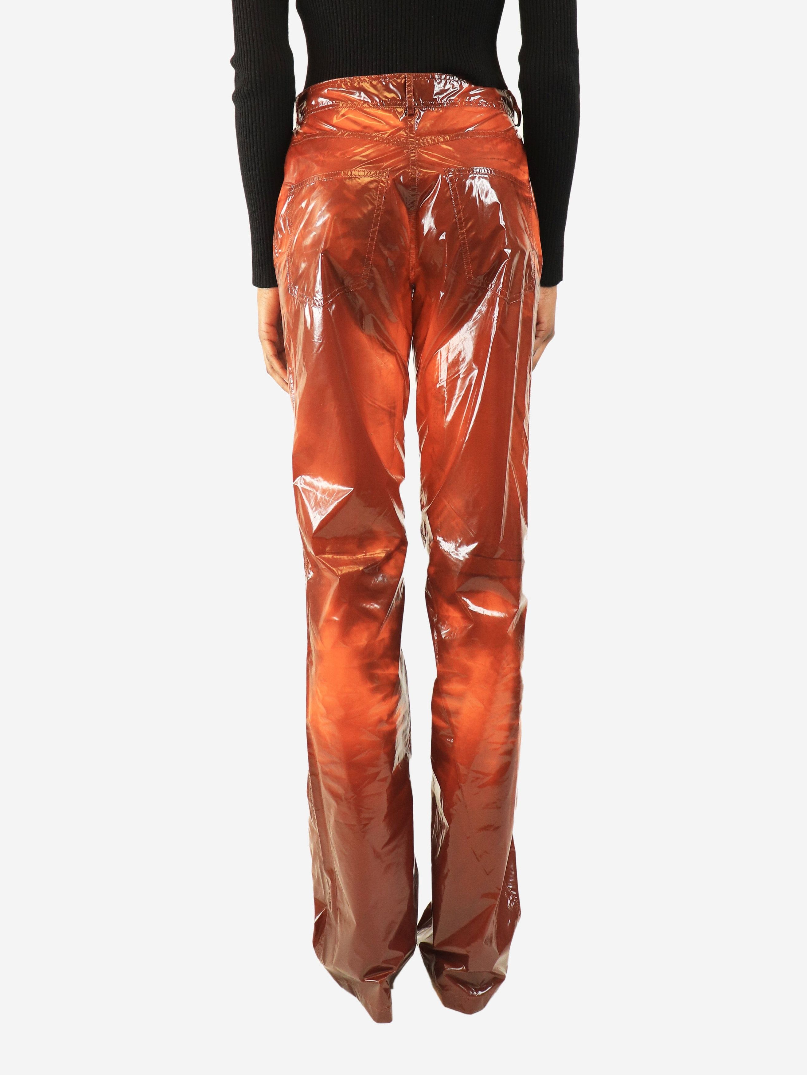 Salvatore Ferragamo Brown vinyl coated trousers - UK 6 Size XS / US 0-2 / IT 36-38 - 4 Thumbnail