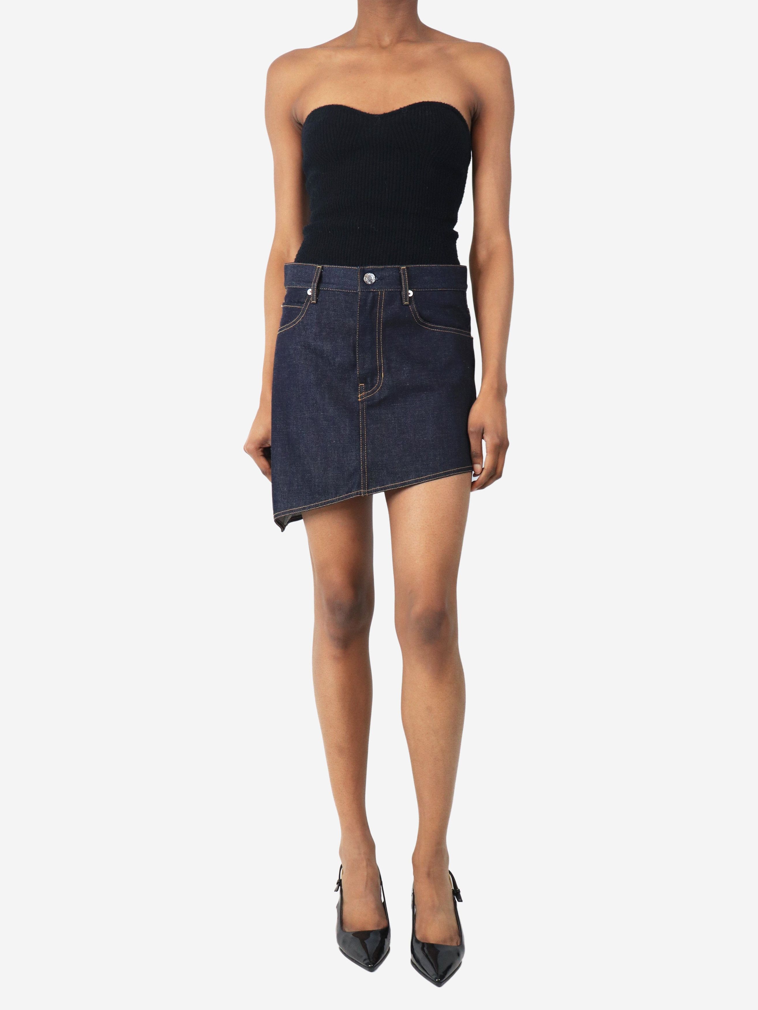 Helmut Lang Indigo asymmetric denim mini skirt - UK 6 Size 26" / US 2 / IT 38 - 3 Thumbnail