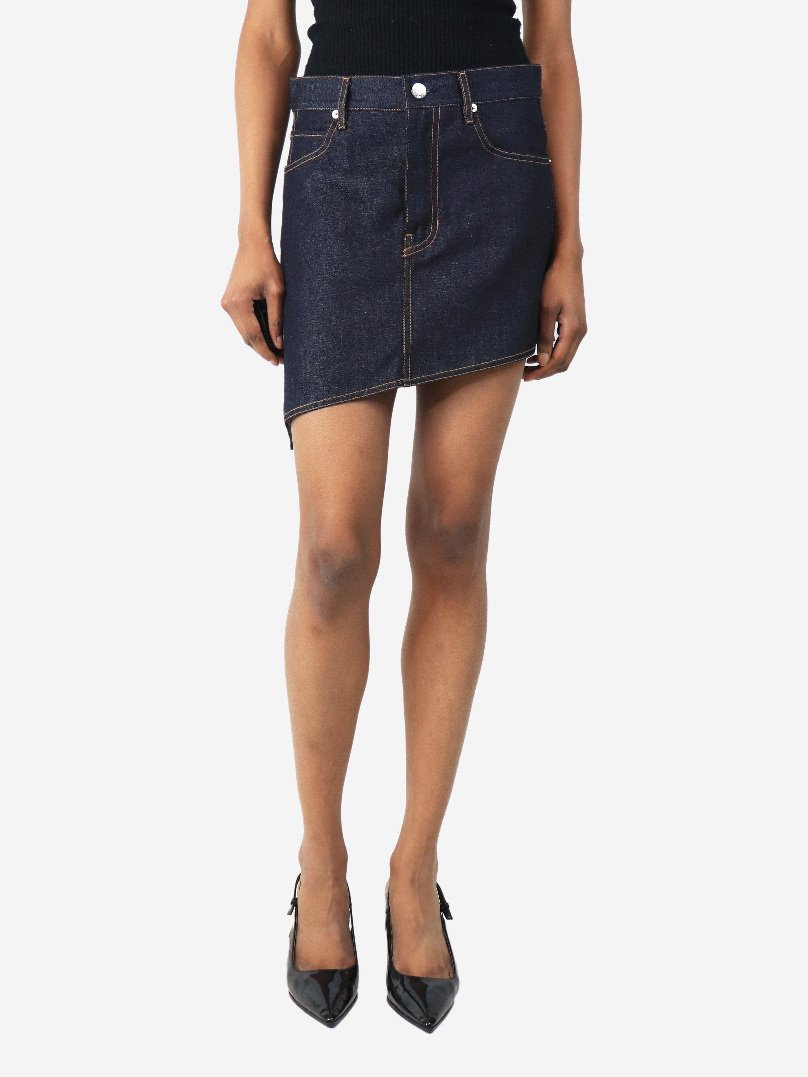 Helmut Lang Indigo asymmetric denim mini skirt - UK 6 Size 26" / US 2 / IT 38 - 2 Thumbnail