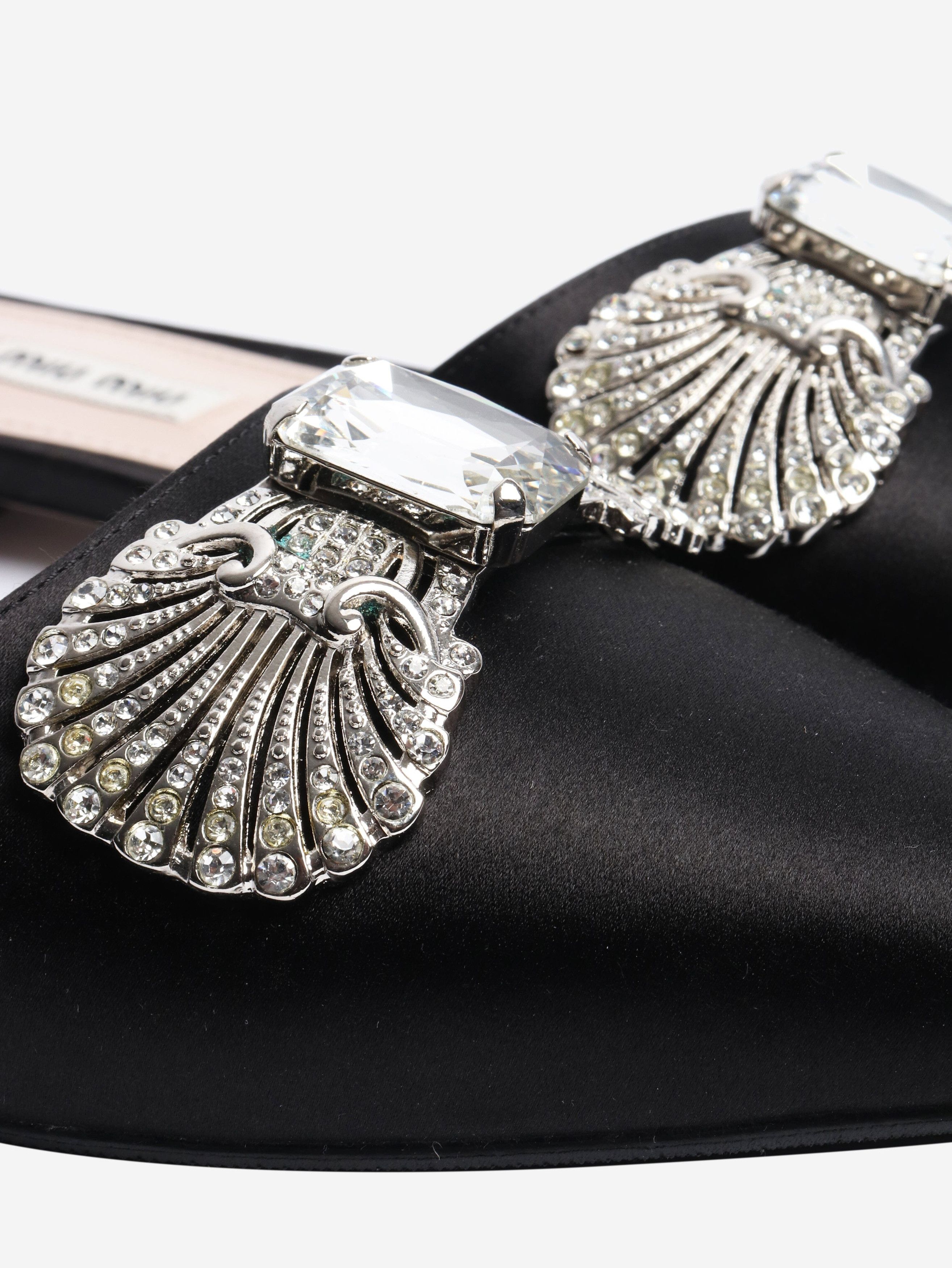 Miu Miu Black satin embellished flats - EU 38 Size US 7 / IT 37 - 5 Thumbnail