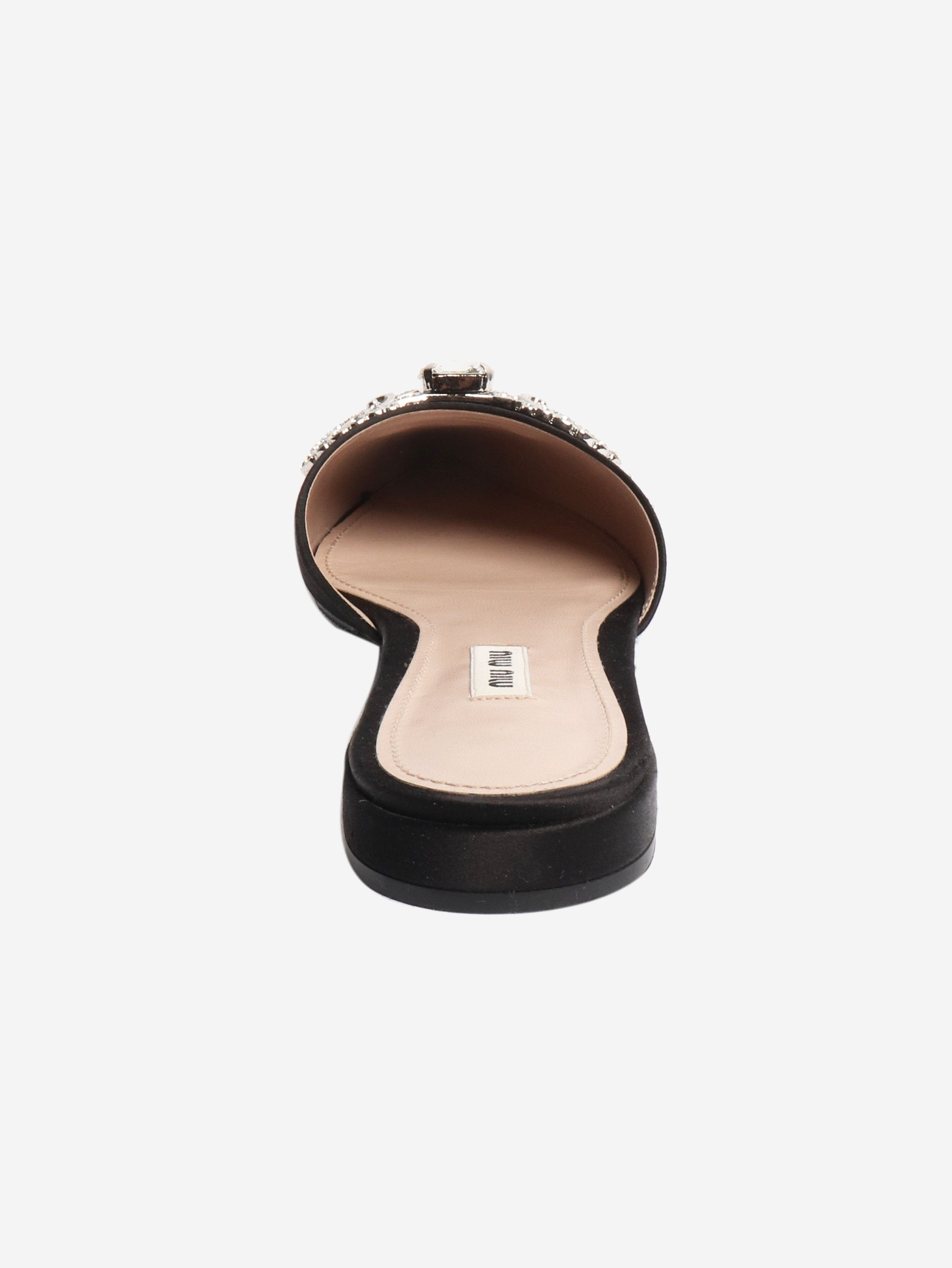 Miu Miu Black satin embellished flats - EU 38 Size US 7 / IT 37 - 3 Thumbnail