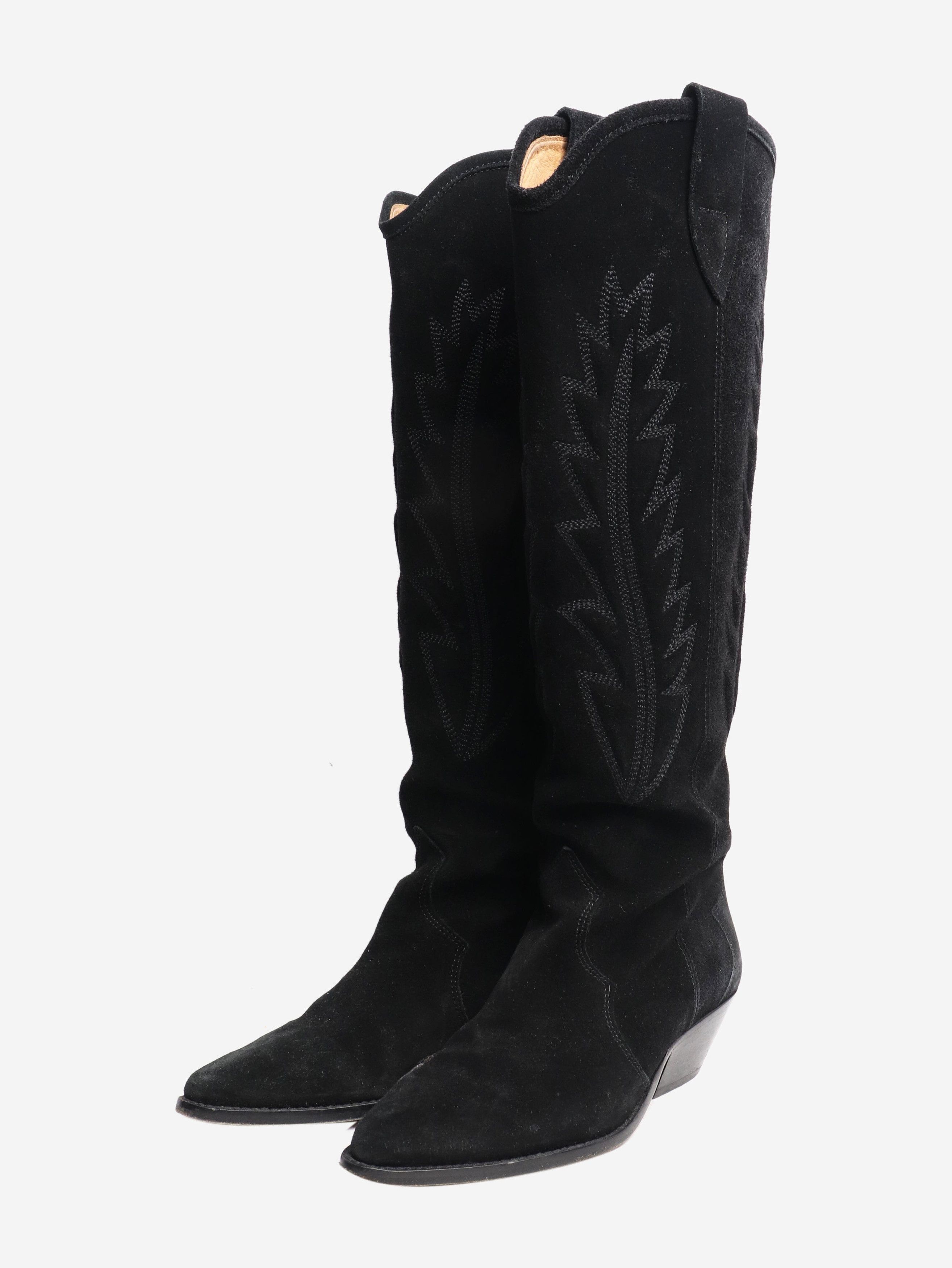 Isabel Marant Black suede western knee high boots - EU 37 (UK 4) Size US 6 / IT 36 - 2 Thumbnail