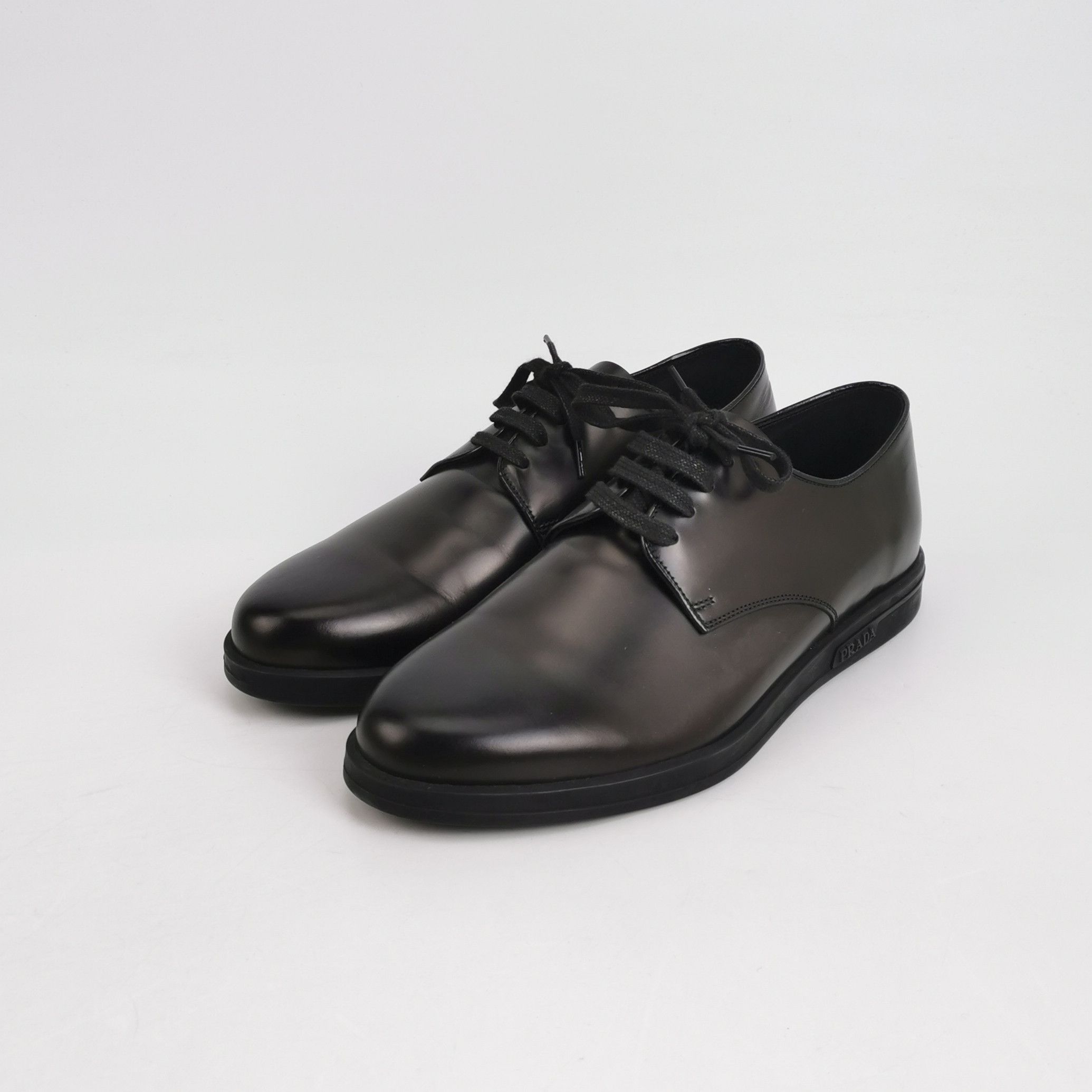Prada Prada Black Leather Derby Shoes 41 Size US 8 / EU 41 - 2 Thumbnail