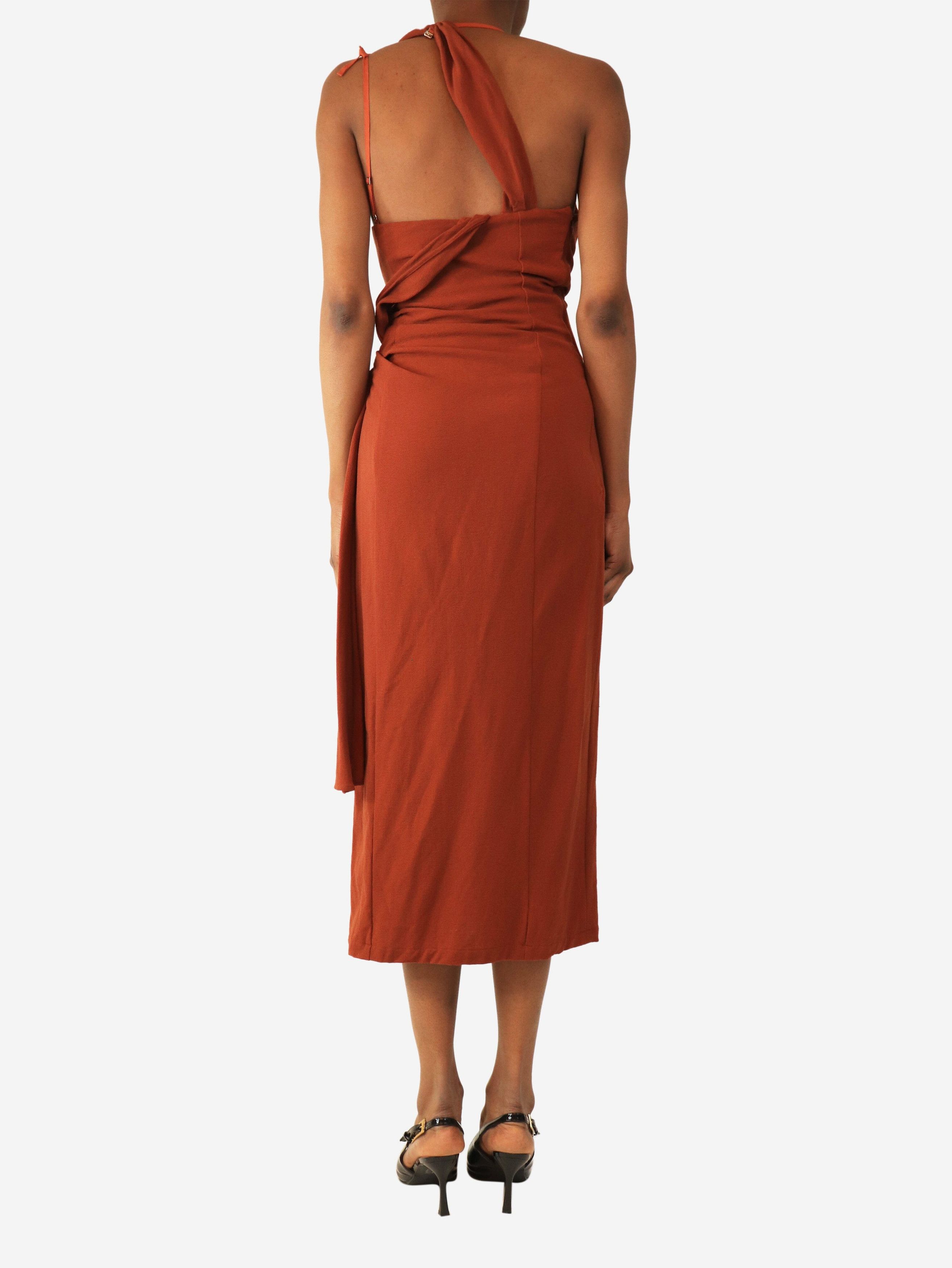 Other Rust Le Raphia draped midi dress - UK 6 Size XS / US 0-2 / IT 36-38 - 2 Thumbnail