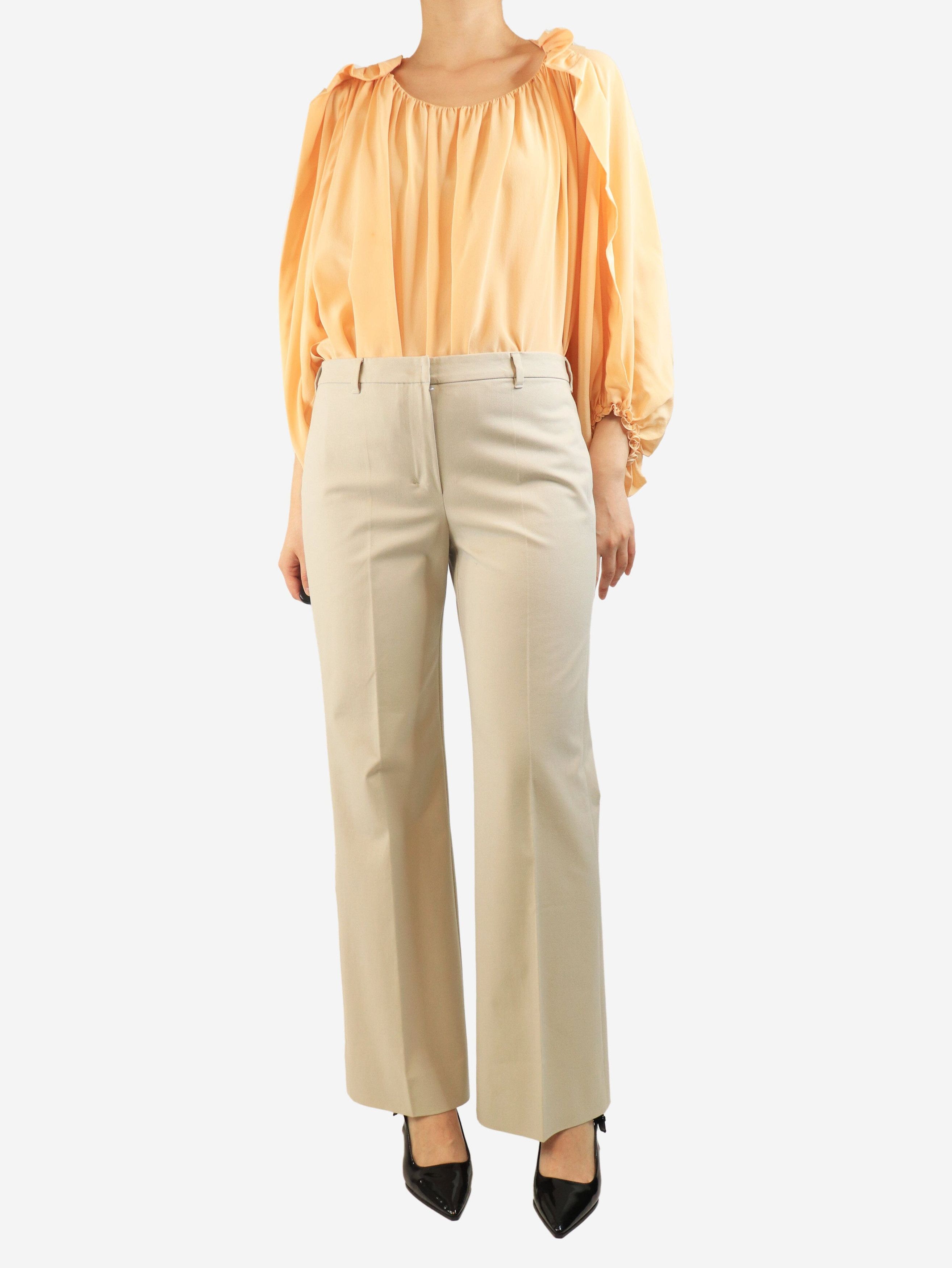 Max Mara Beige straight-leg trousers - UK 14 Size 32" / US 10 / IT 46 - 3 Thumbnail