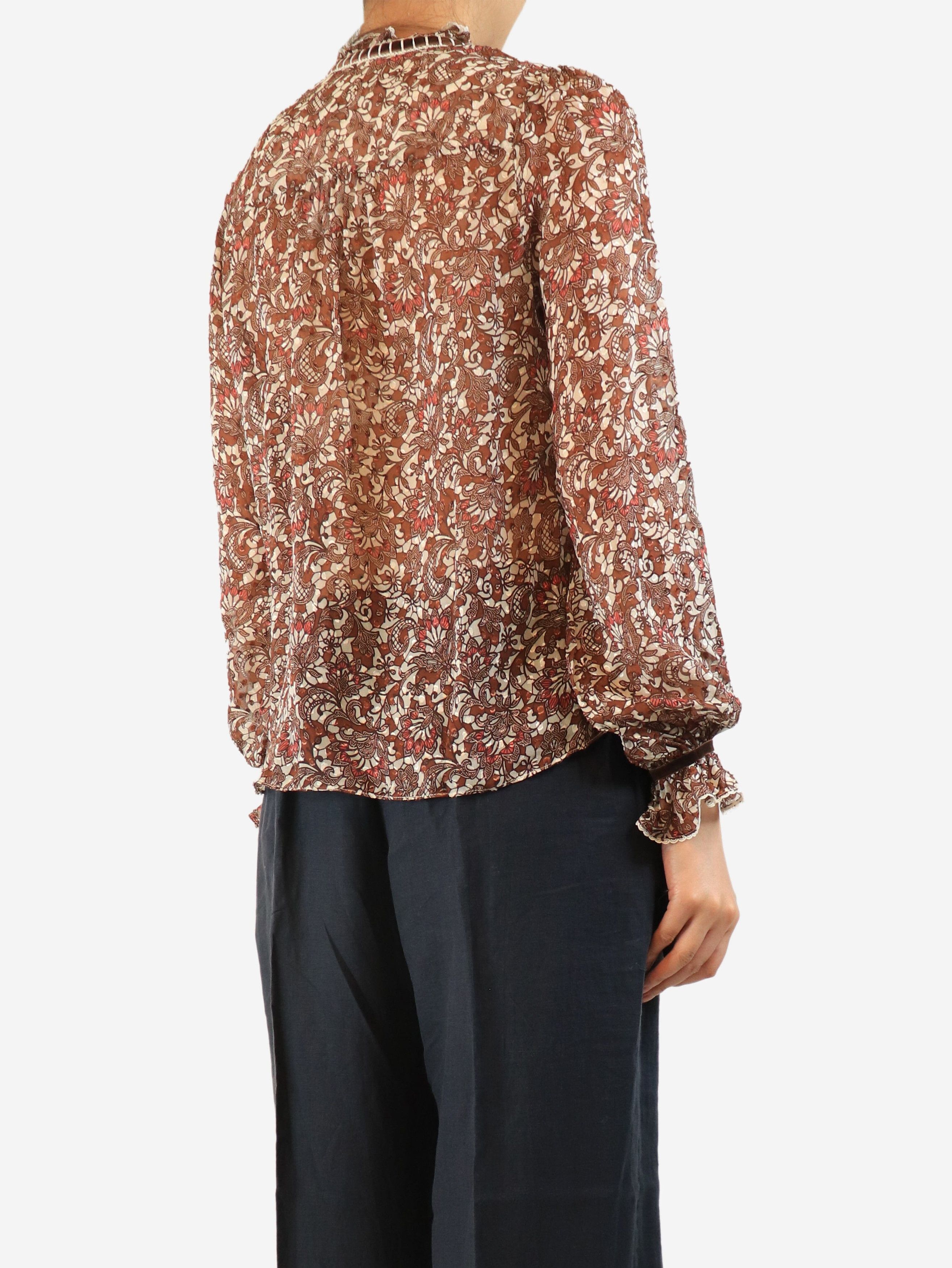 ME+EM Brown paisley print silk blouse - UK 10 Size M / US 6-8 / IT 42-44 - 3 Thumbnail