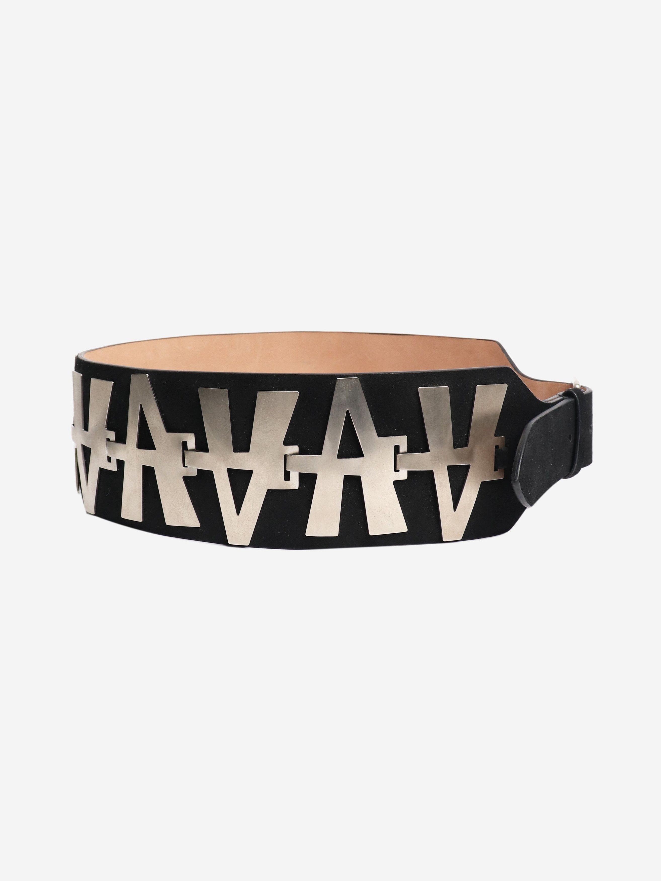 Alaia Black A motif metal and leather wide belt Size ONE SIZE - 2 Thumbnail