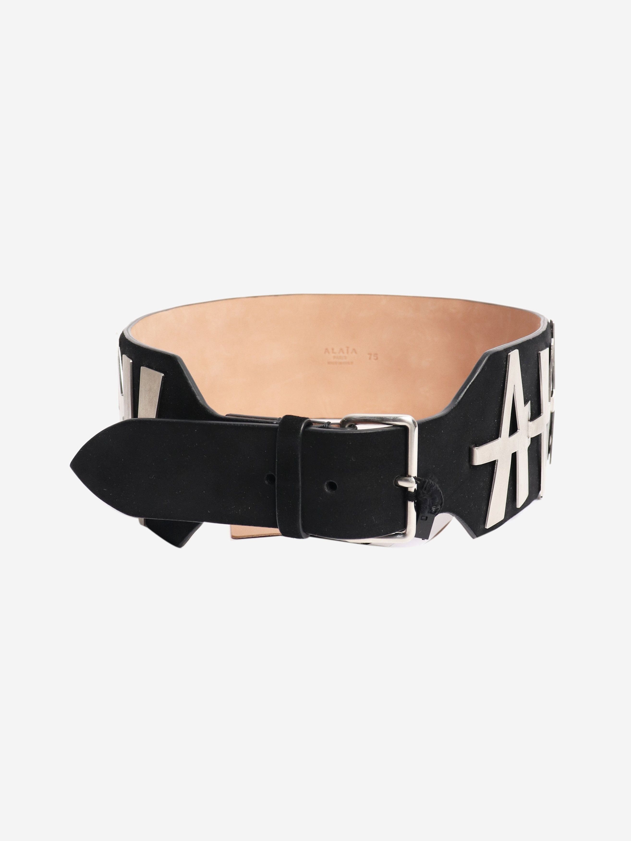 Alaia Black A motif metal and leather wide belt Size ONE SIZE - 3 Thumbnail