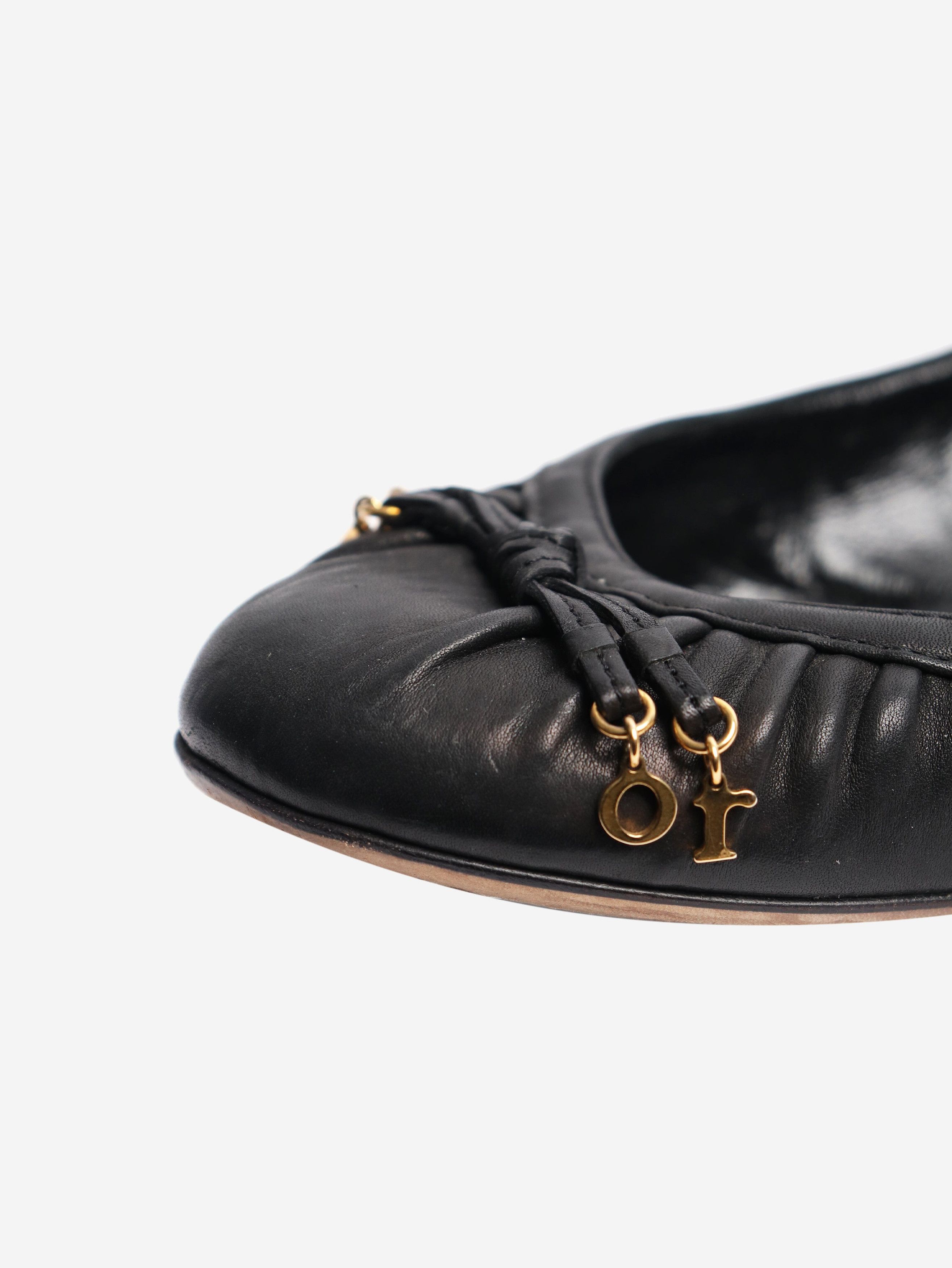 Dior Black leather ballet flats - EU 37 (UK 4) Size US 6.5 / IT 36.5 - 3 Thumbnail