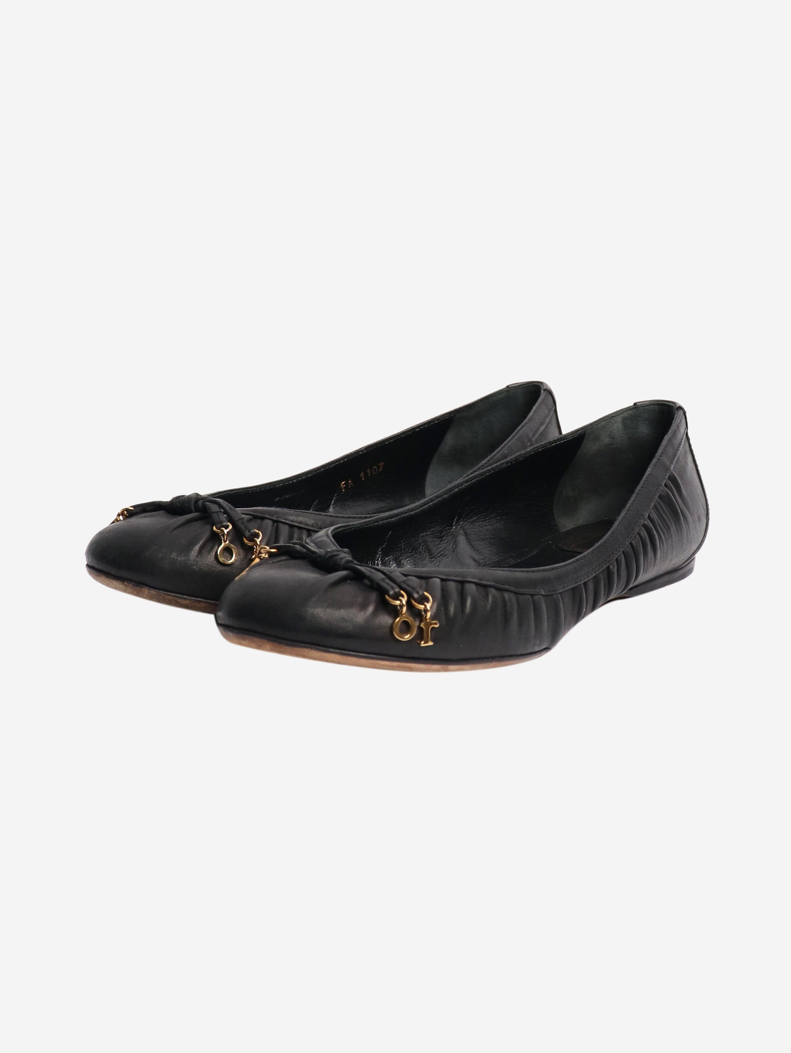 Dior Black leather ballet flats - EU 37 (UK 4) Size US 6.5 / IT 36.5 - 2 Thumbnail