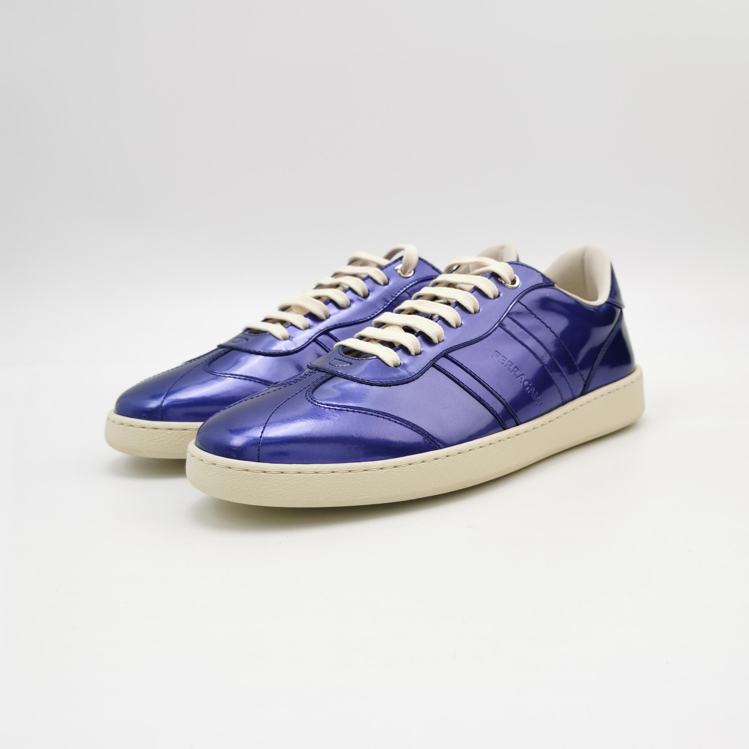 Salvatore Ferragamo Salvatore Ferragamo Metallic Blue Low-Top Sneakers 41.5 Size US 8 / EU 41 - 2 Thumbnail