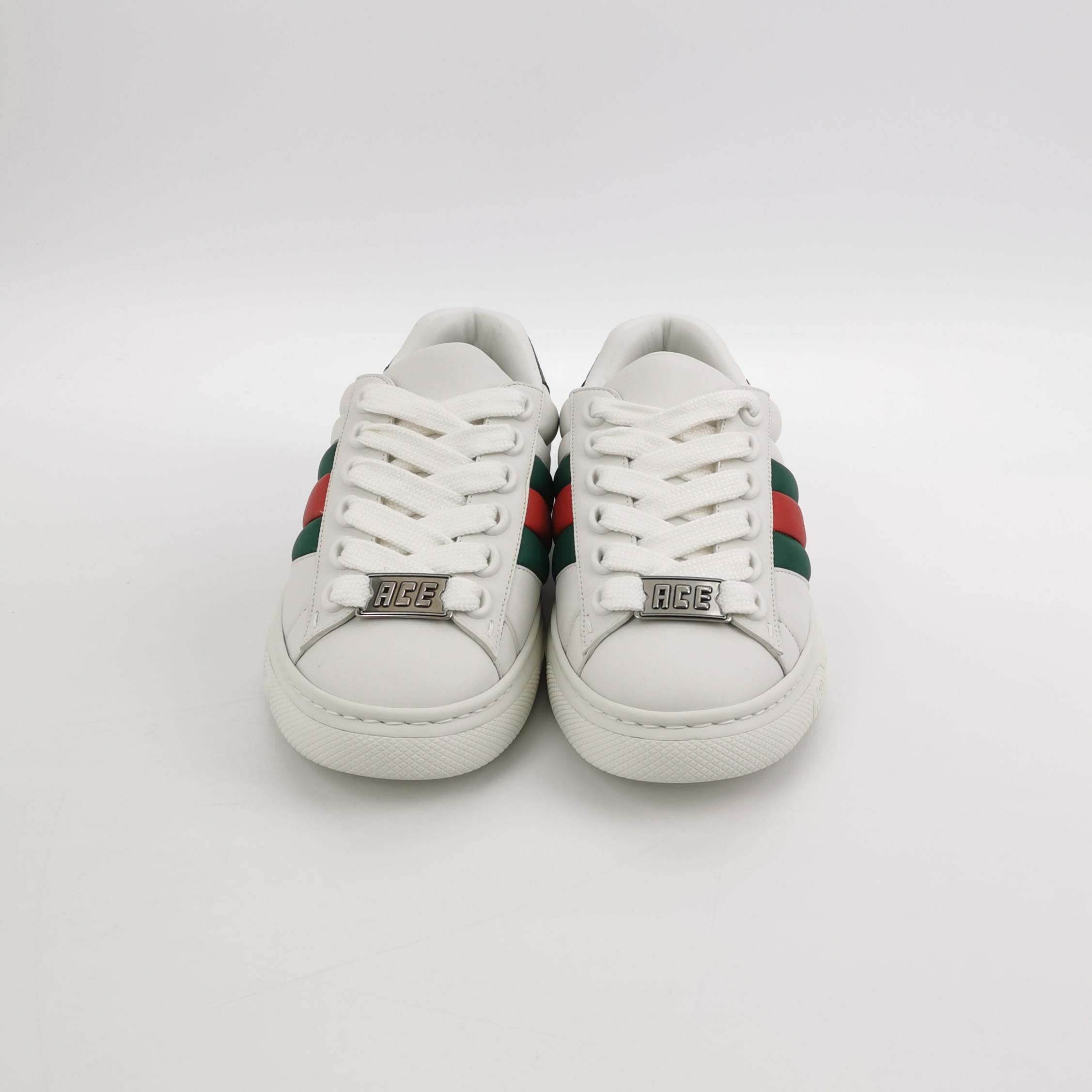 Gucci Gucci Ace Web Leather Sneakers EU 40 Size US 7 / EU 40 - 3 Thumbnail