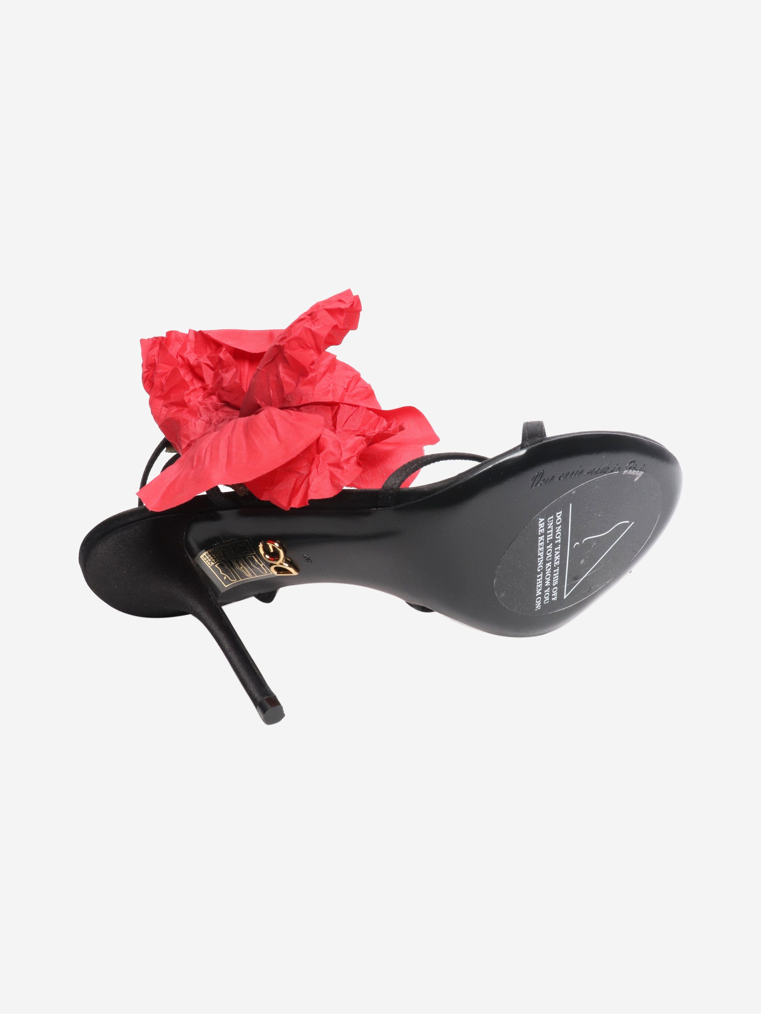 Other Black flower detail satin heels - EU 38 Size US 7.5 / IT 37.5 - 6 Thumbnail