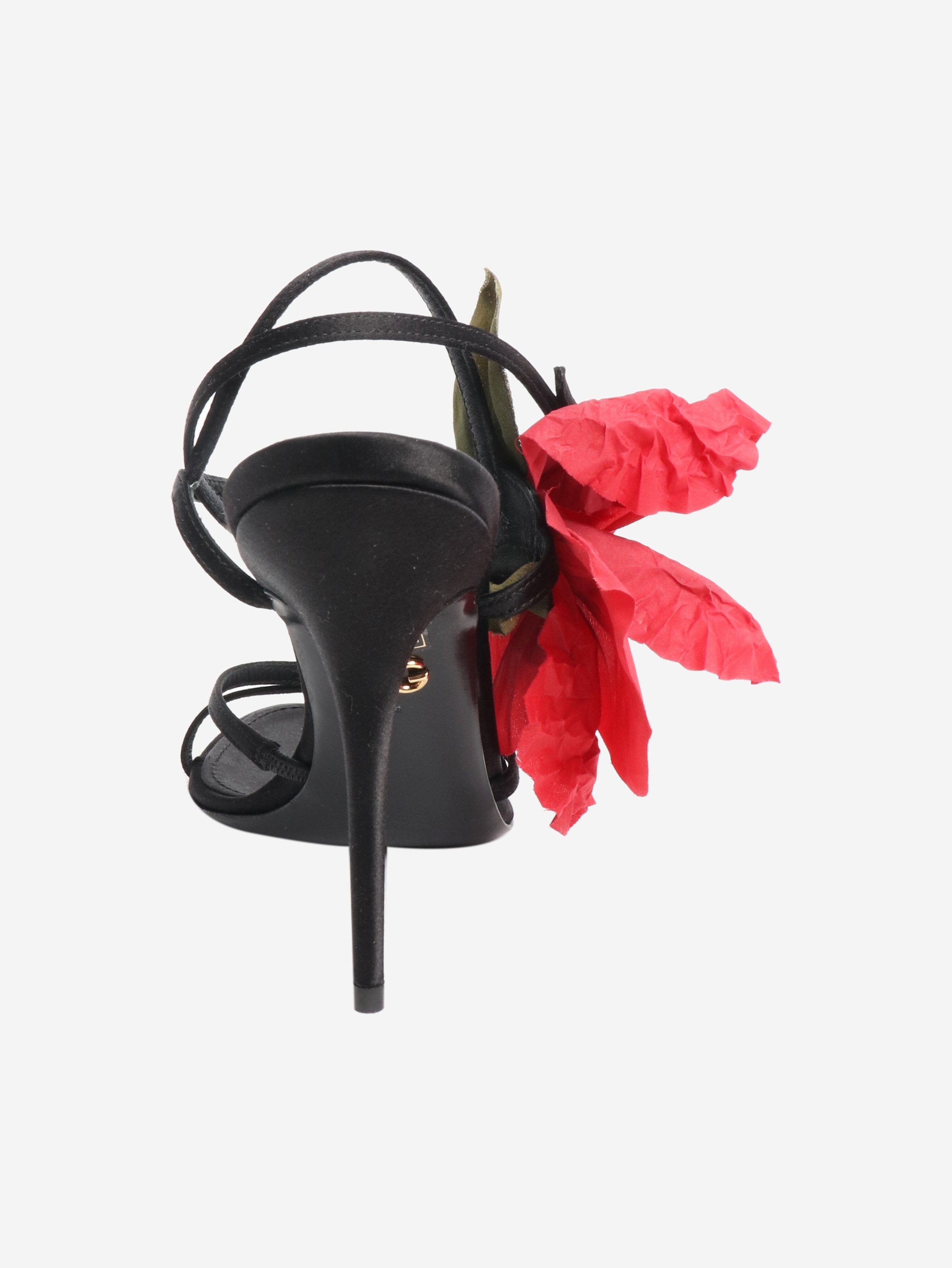 Other Black flower detail satin heels - EU 38 Size US 7.5 / IT 37.5 - 3 Thumbnail