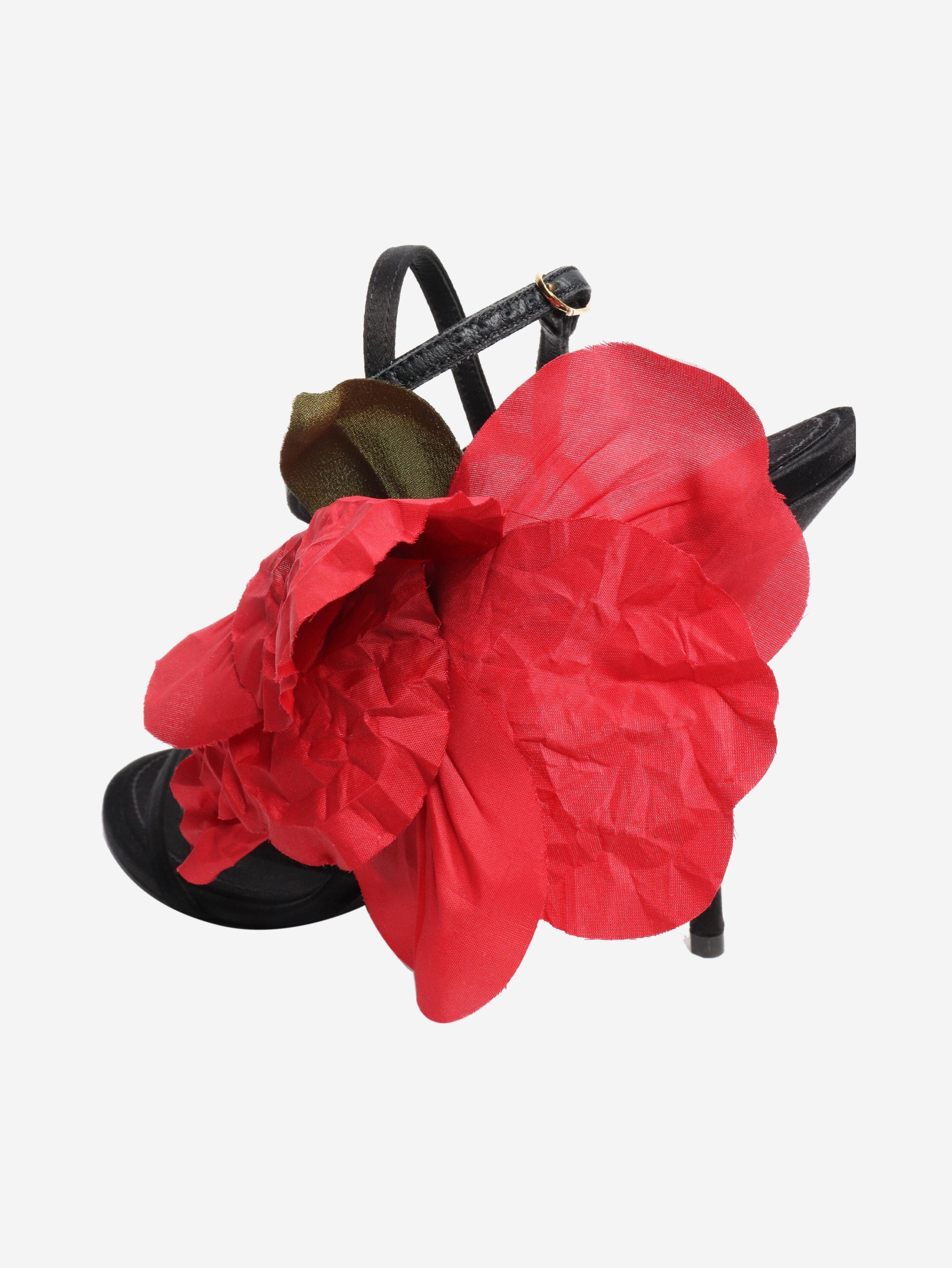 Other Black flower detail satin heels - EU 38 Size US 7.5 / IT 37.5 - 4 Thumbnail