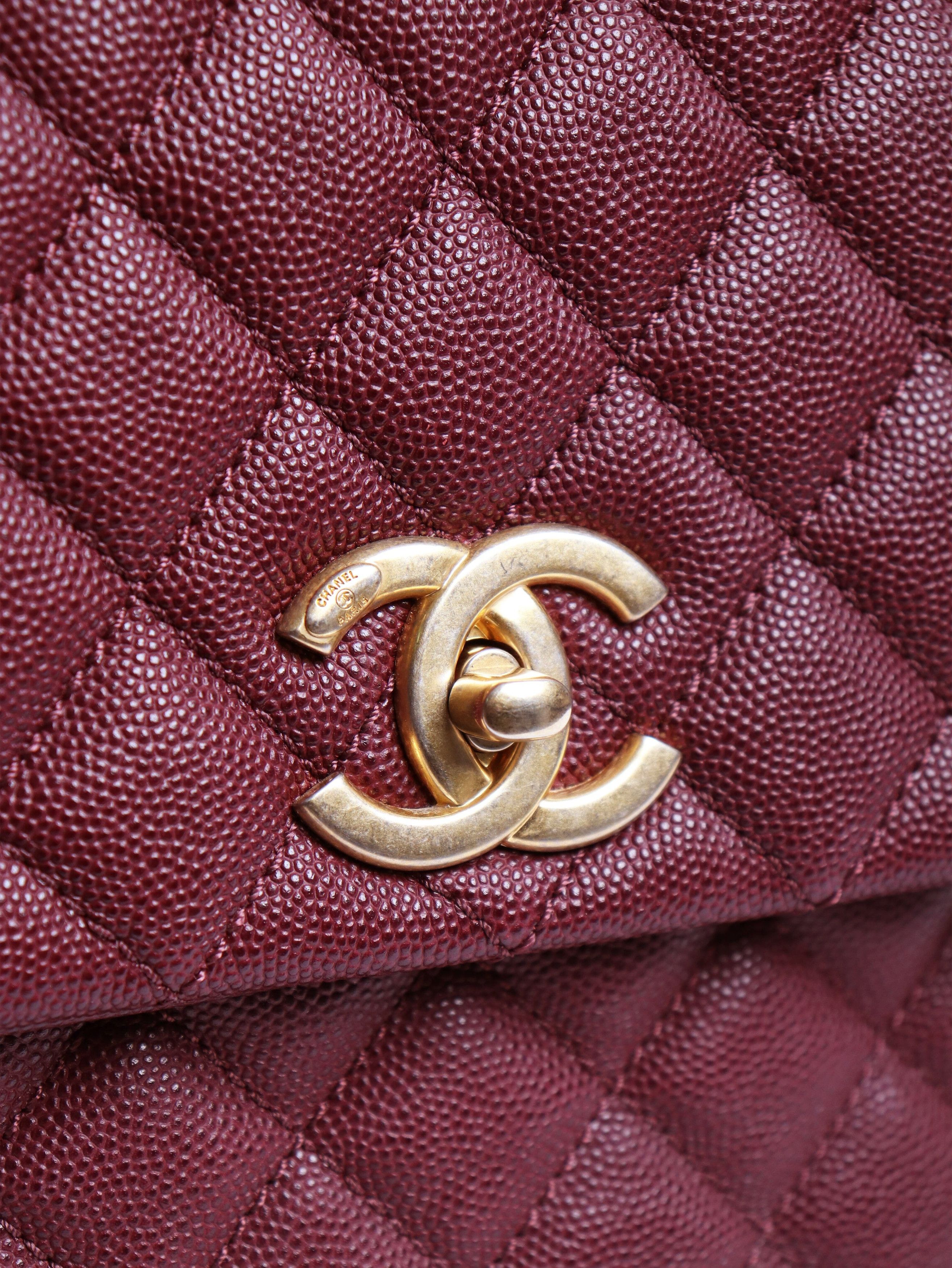 Chanel Maroon 2017 caviar leather quilted Coco Handle bag Size ONE SIZE - 5 Thumbnail