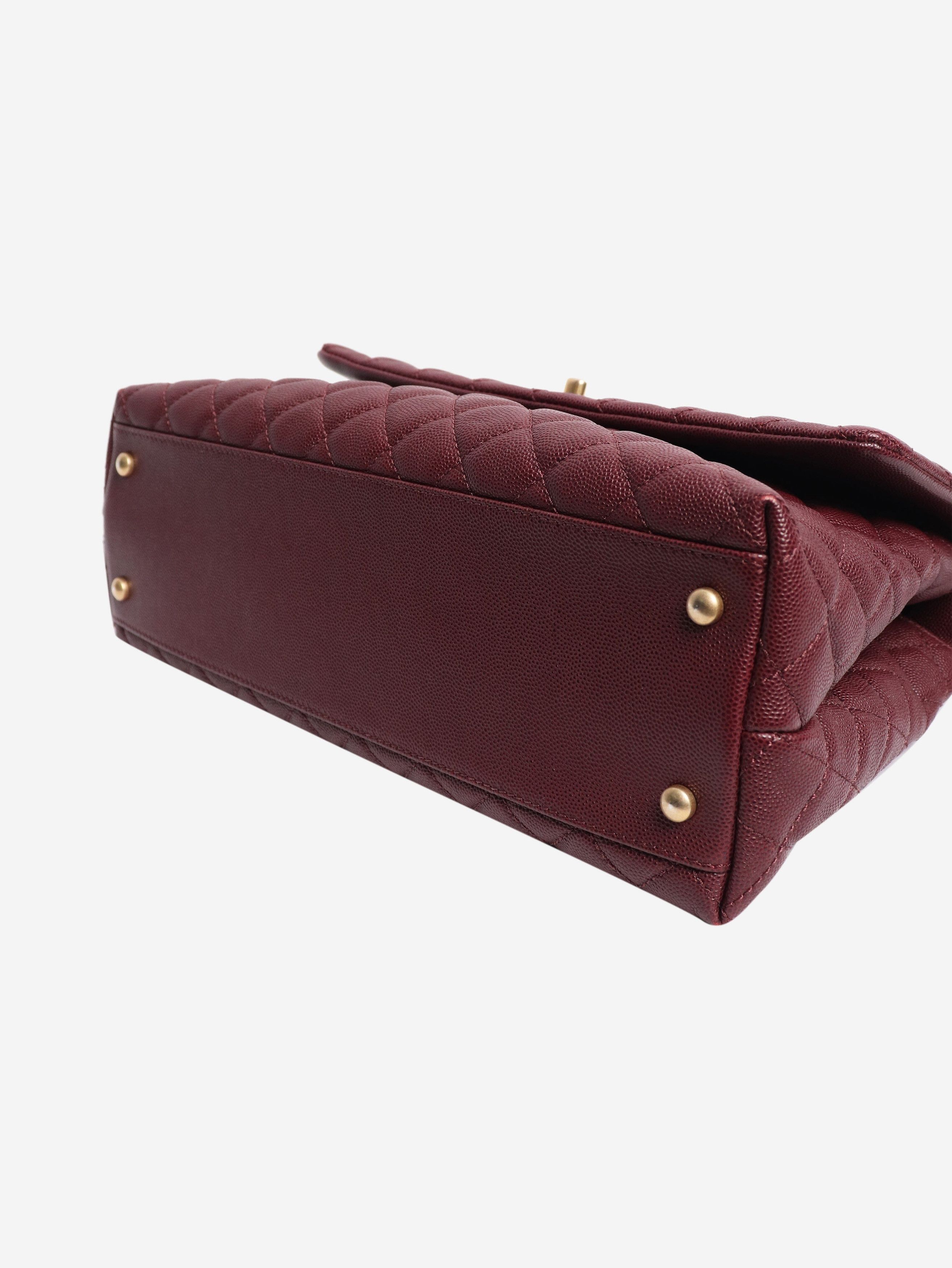 Chanel Maroon 2017 caviar leather quilted Coco Handle bag Size ONE SIZE - 4 Thumbnail