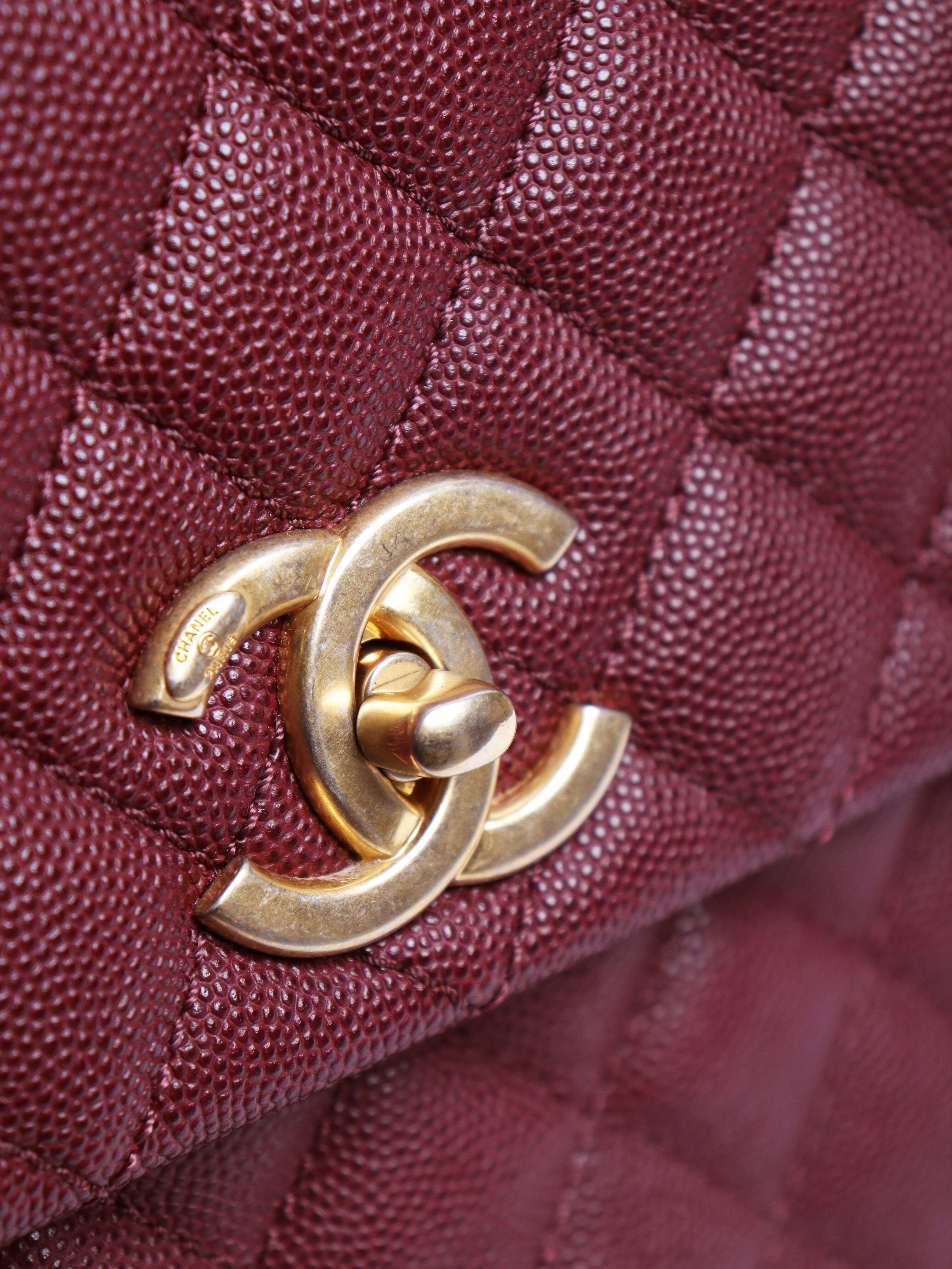 Chanel Maroon 2017 caviar leather quilted Coco Handle bag Size ONE SIZE - 7 Thumbnail