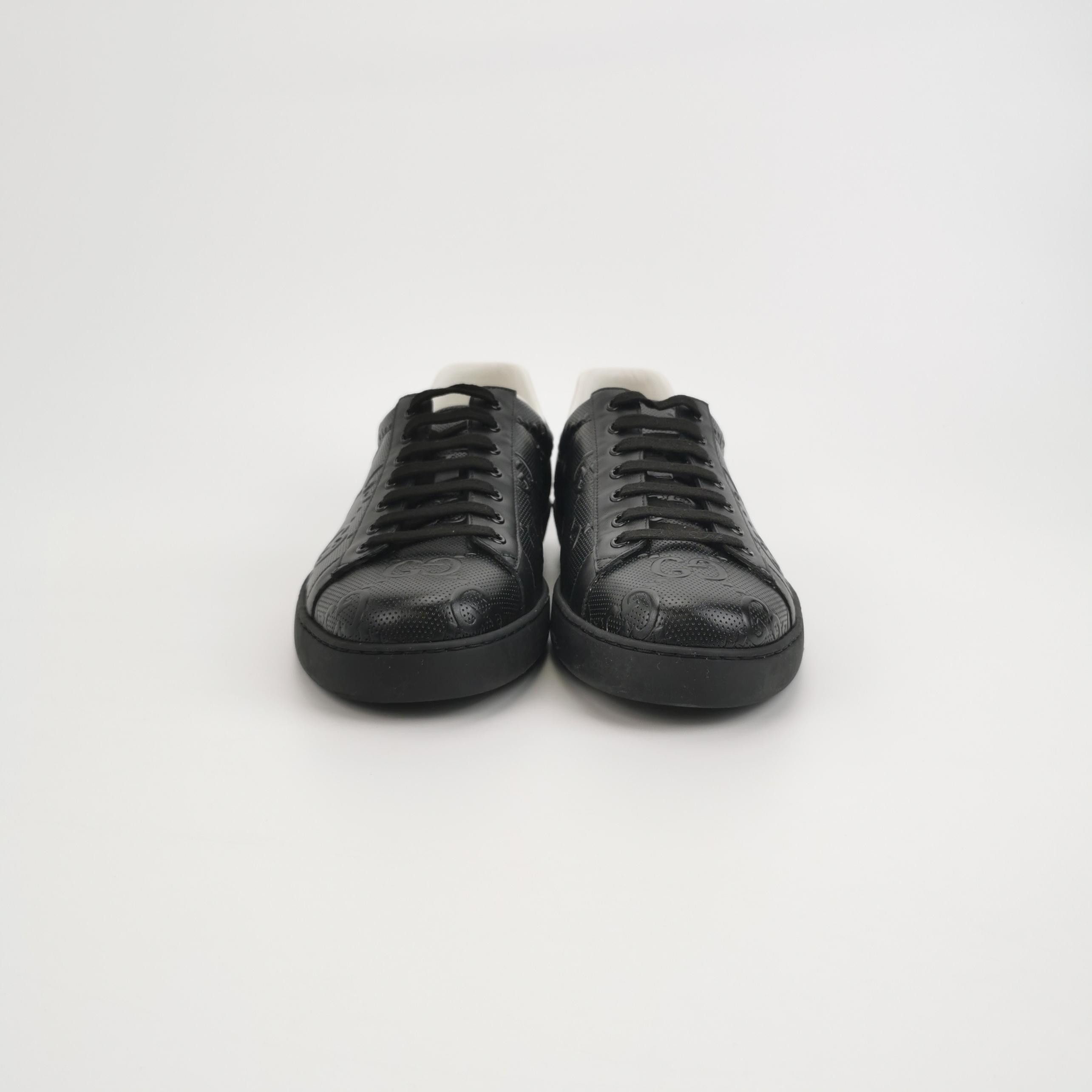 Gucci Gucci Ace Perforated GG Leather Sneakers 13 Size US 14 / EU 47 - 3 Thumbnail