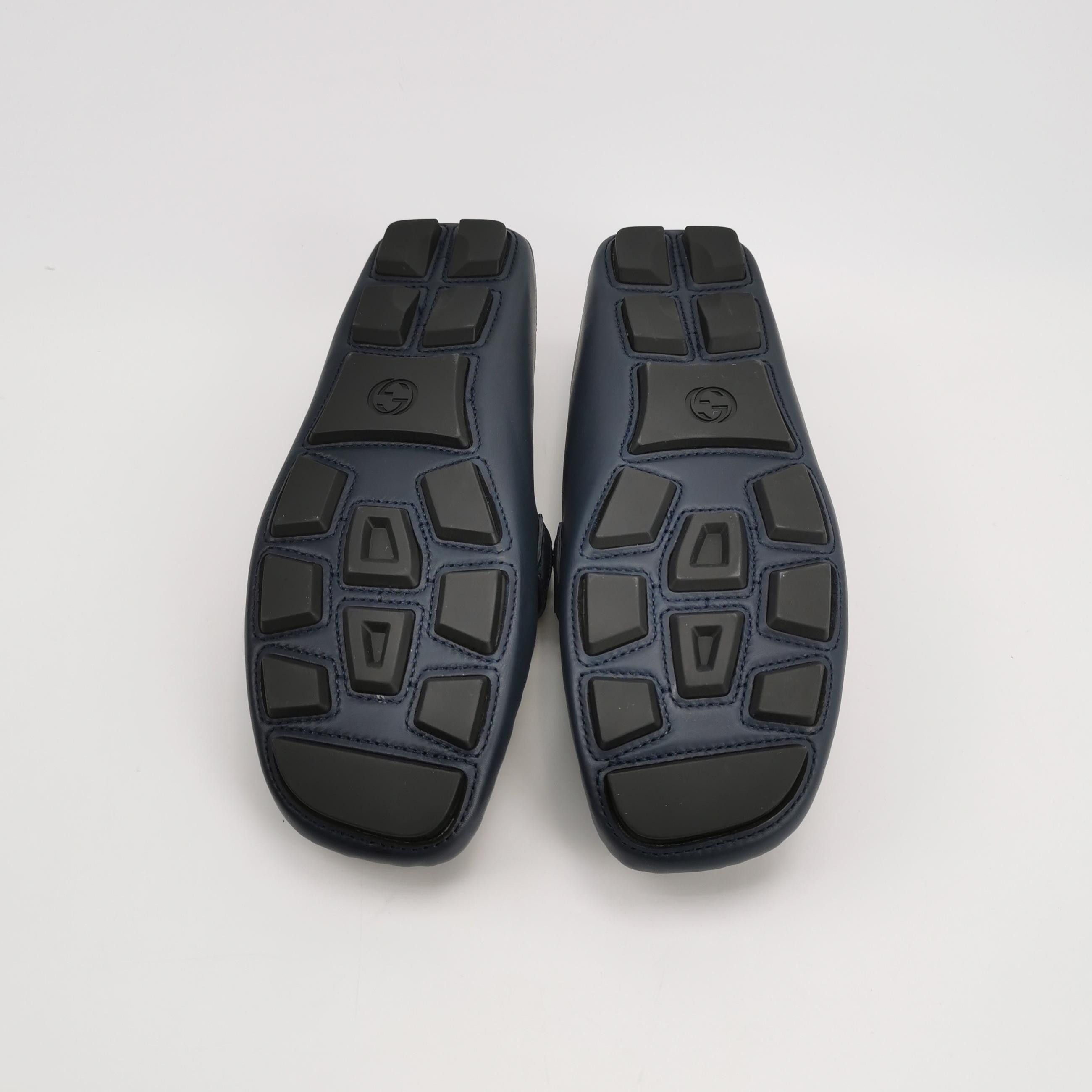 Gucci Gucci Double G Web Navy Leather Loafers 42.5 Size US 9 / EU 42 - 5 Thumbnail