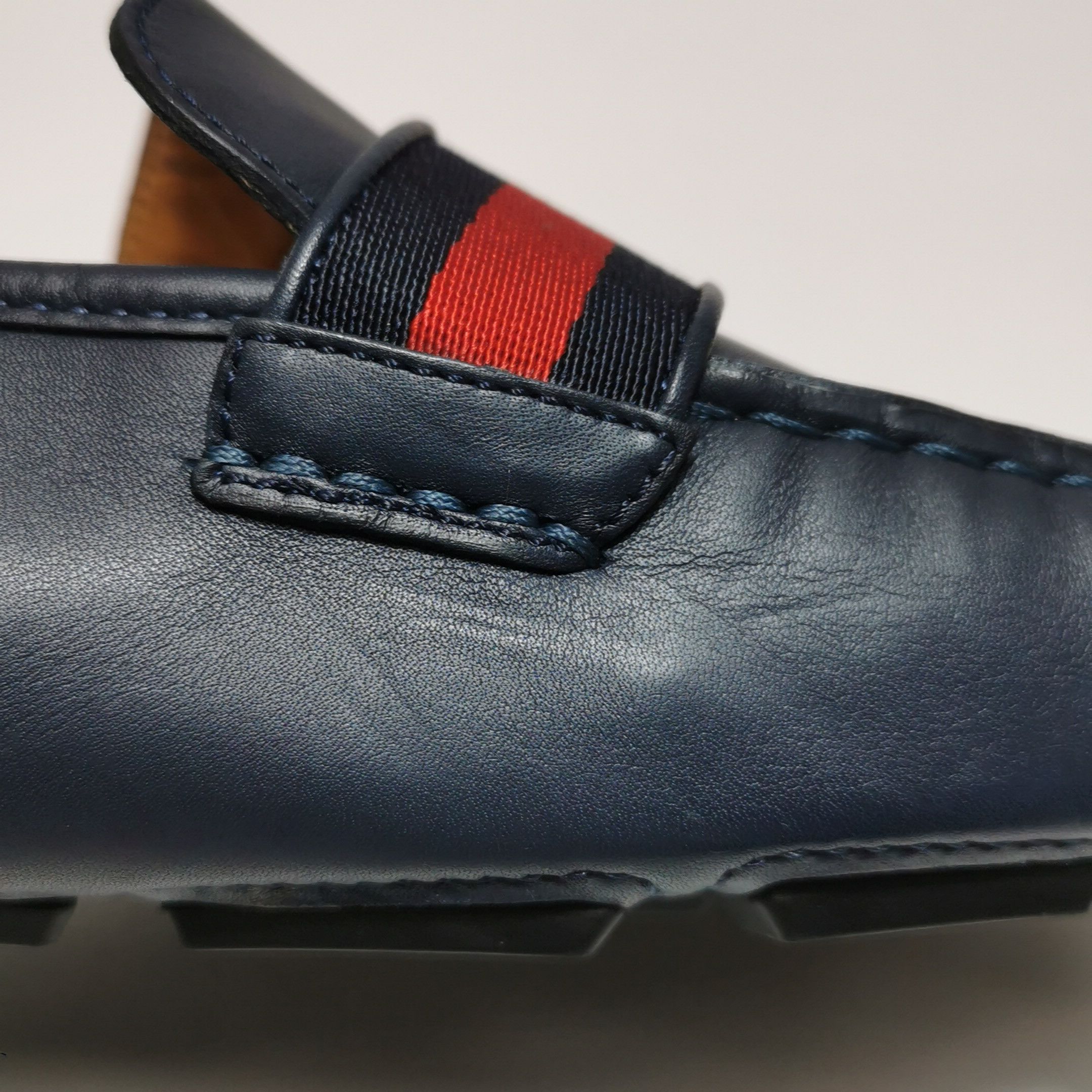 Gucci Gucci Double G Web Navy Leather Loafers 42.5 Size US 9 / EU 42 - 9 Thumbnail