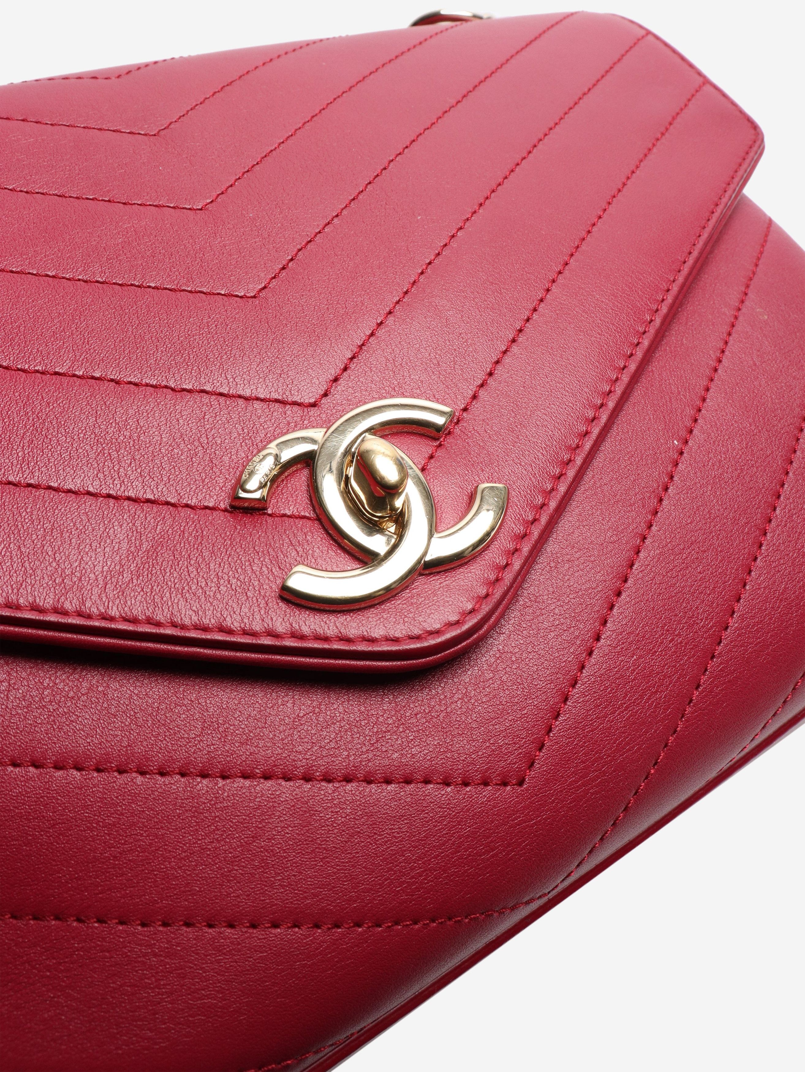 Chanel Red 2018 lambskin chevron-stitched flap bag Size ONE SIZE - 6 Thumbnail