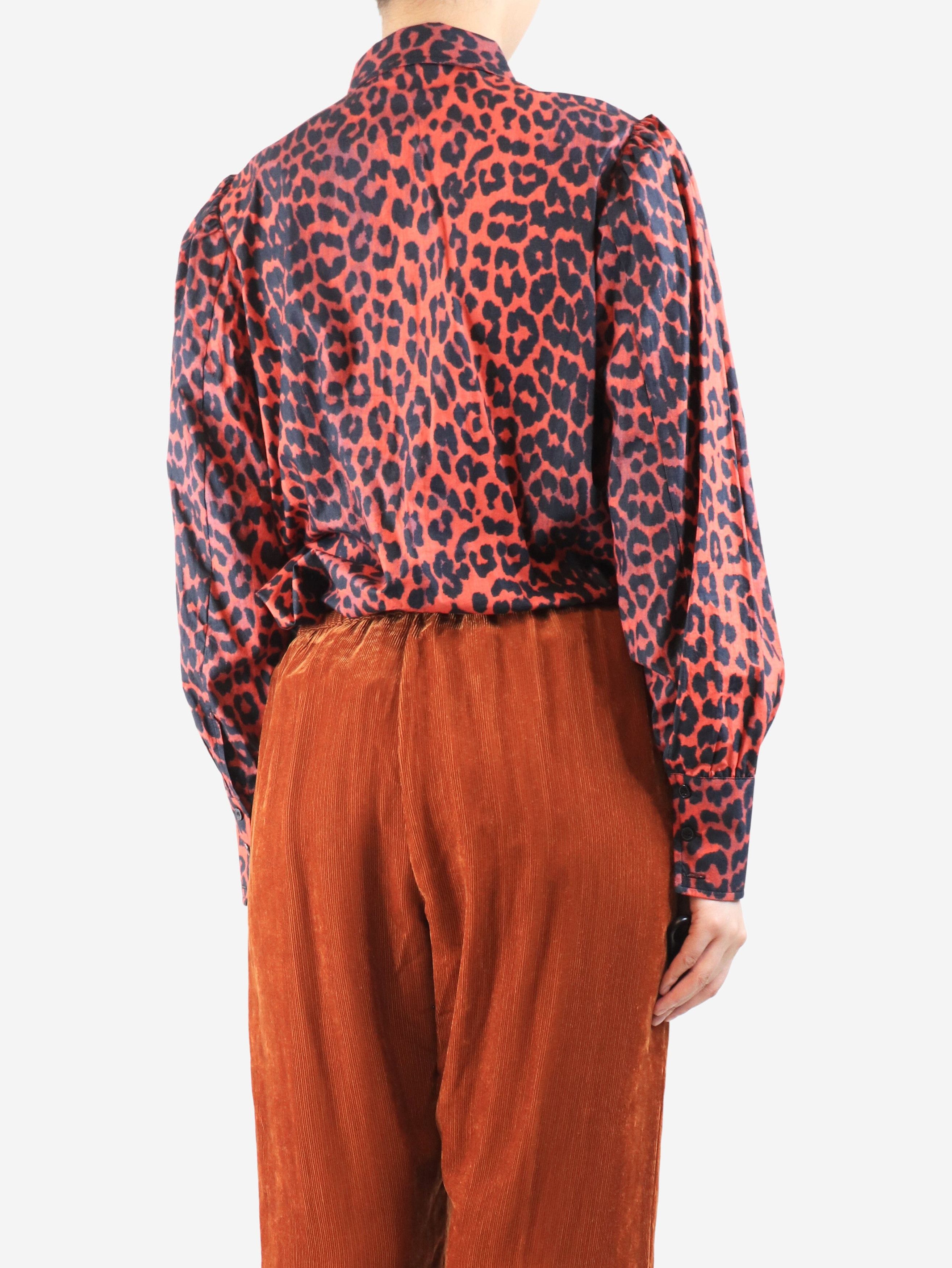 Ganni Red leopard print blouse - UK 12 Size M / US 6-8 / IT 42-44 - 3 Thumbnail