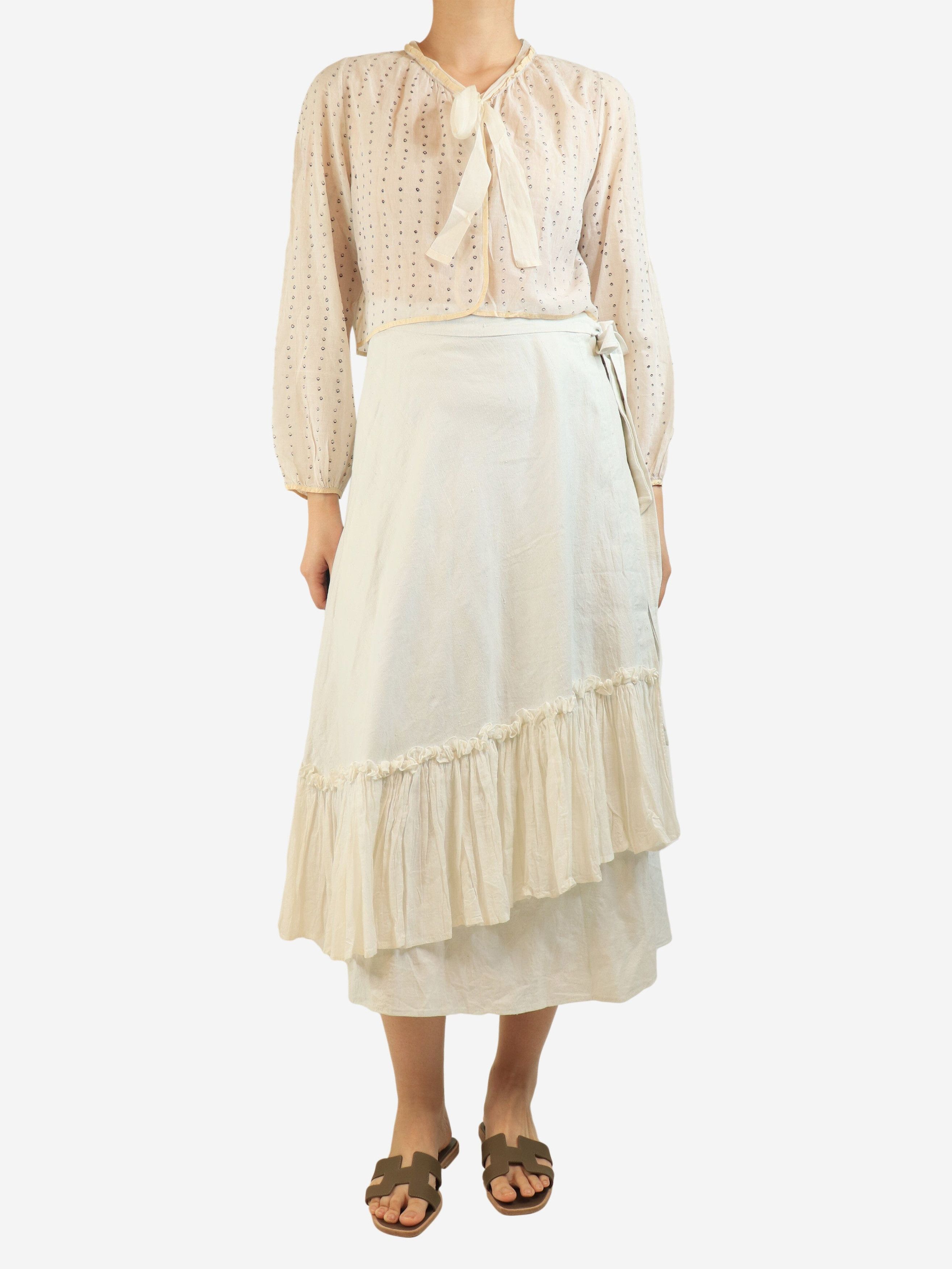 Other White cotton wrap midi skirt - L Size 34" / US 12 / IT 48 - 2 Thumbnail